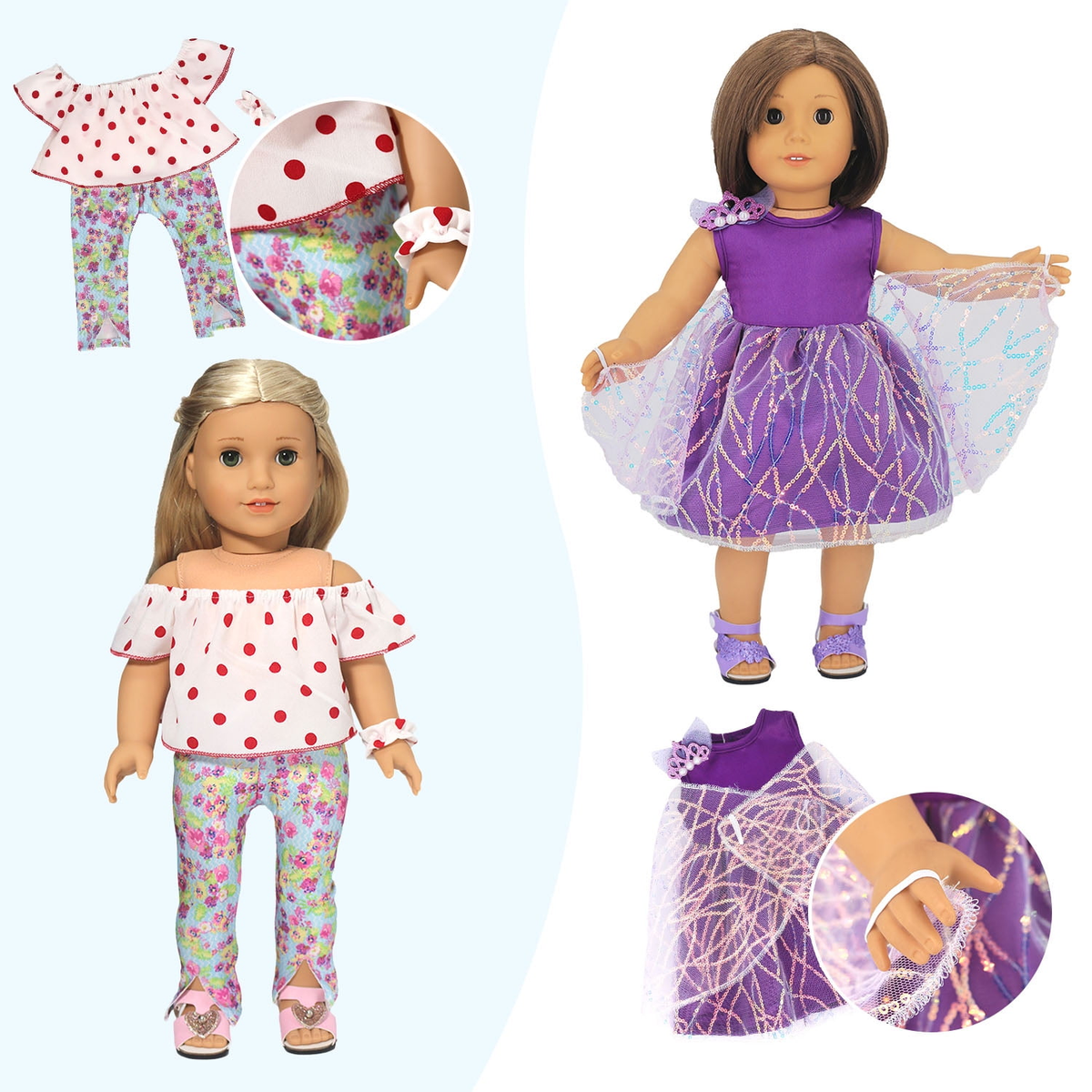 Petbank 22Pcs American 18inch Doll Clothes and Accessories for Girl Doll, Including Doll Clothing Dress Swimsuits Fit for 18 inch Dolls