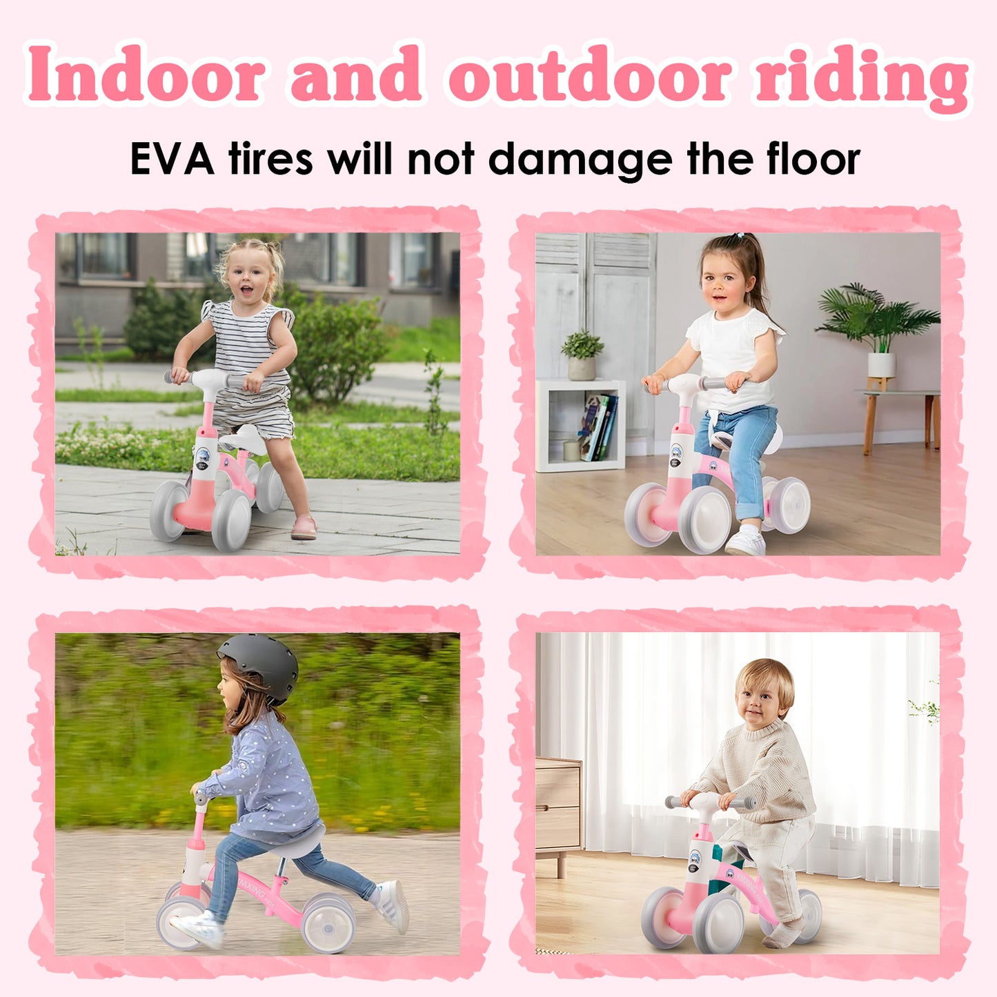Colorful Lighting Toddler Baby Balance Bike, No Pedal Toddler Bikes with Adjustable Handlebar & Seat, 6.3 Inch Wheel, Suitable for Boys and Girls Ages 1 2 3