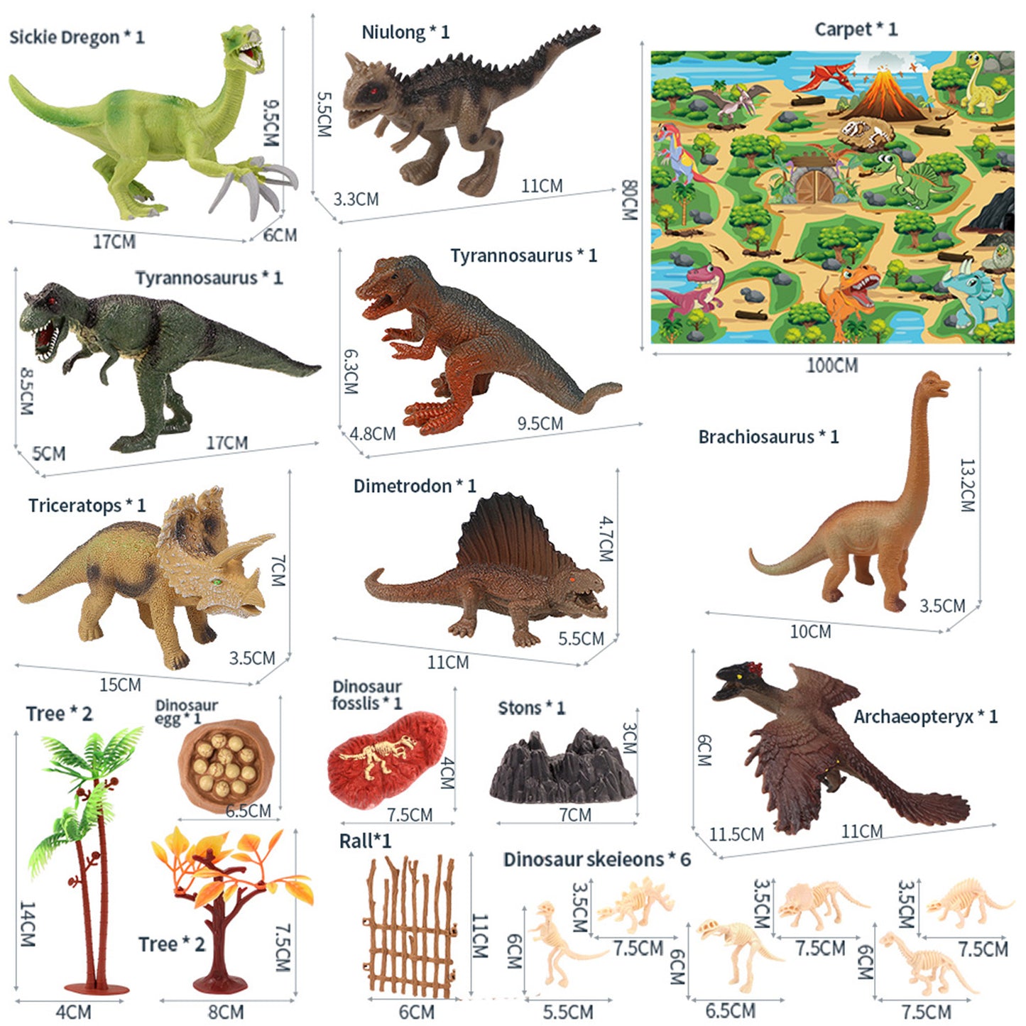 Zacro Dinosaur Toys Play Set, 51pcs Dinosaur Toys for Boys & Girls with Play Mat, Dinosaur Figures, Trees, Rocks, Fossil, Great Dinosaur Toy Gift for Toddlers Kids Age 3 4 5 6 Years Old & Up