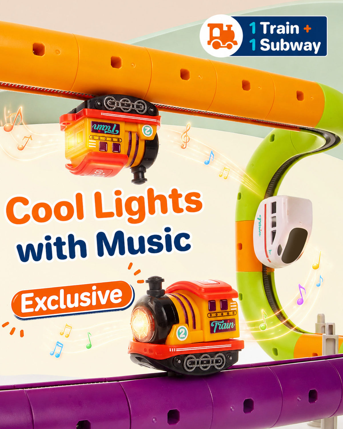 Zacro 94PCS Electric Train Set for Kids, Dual Track Racing Toy with Train & Subway Cars, DIY Building Track STEM Toy with Lights & Sound, Gifts for Boys Girls Ages 3+