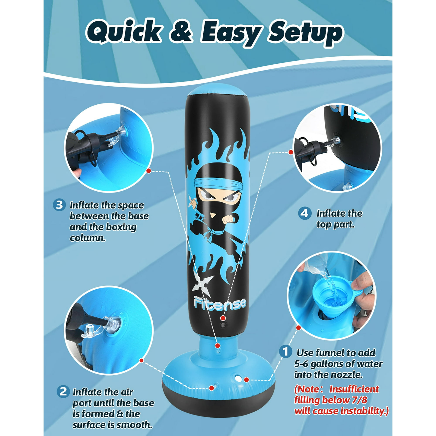Petbank Punching Bag Toy Set for Kids, Inflatable Boxing Bag with Gloves and Pump, Christmas,Birthday Gifts for Kids Age 3-12