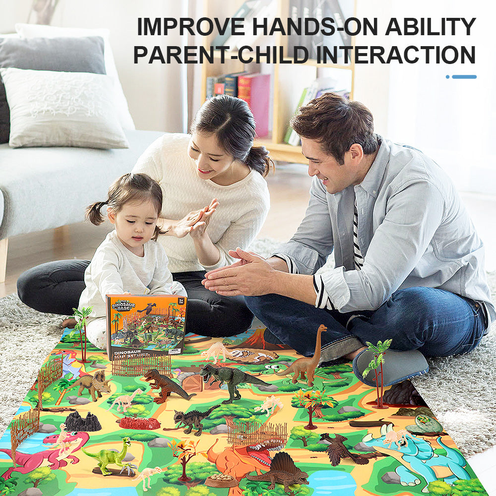 Zacro Dinosaur Toys Play Set, 51pcs Dinosaur Toys for Boys & Girls with Play Mat, Dinosaur Figures, Trees, Rocks, Fossil, Great Dinosaur Toy Gift for Toddlers Kids Age 3 4 5 6 Years Old & Up