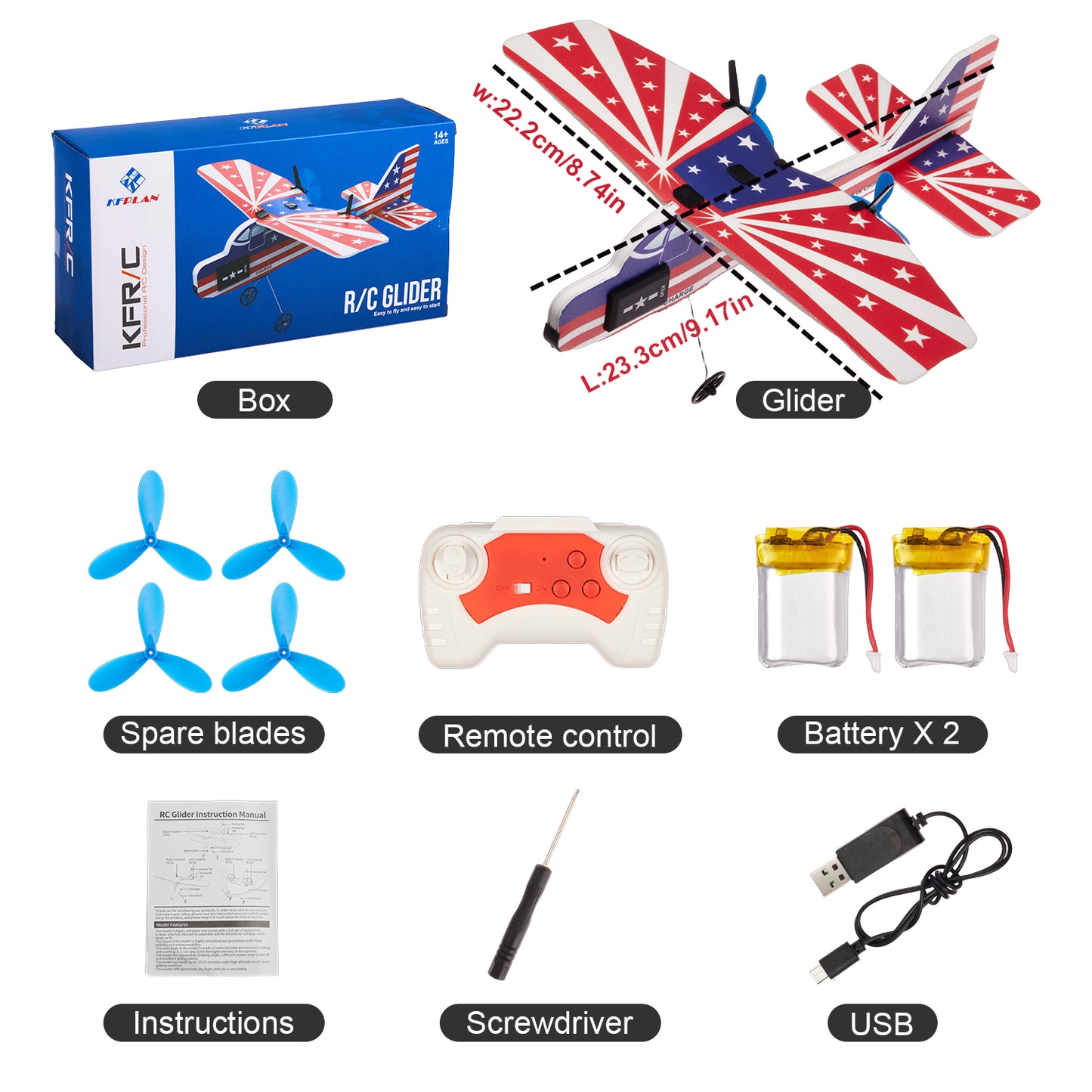 Zacro RC Plane, 2.4GHZ Remote Control Airplane Toy with Colorful LED Lights, Easy to Fly RC Glider Toy for Beginners Kids Boys Girls Adults