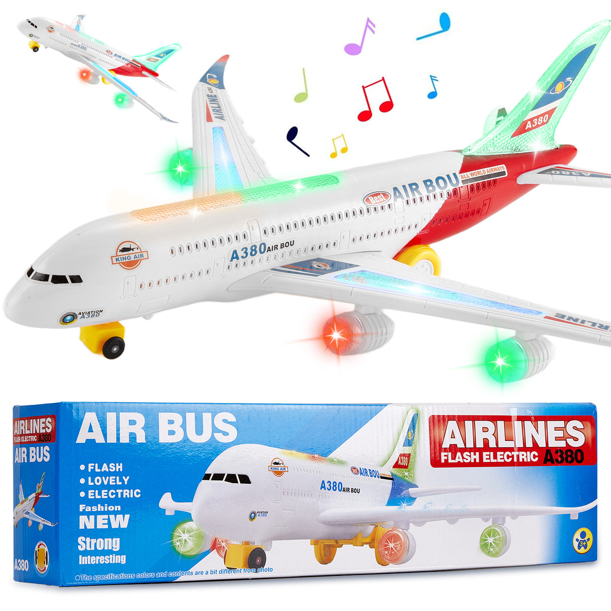 Airplane Toys for Kids, Bump and Go Action, Toddler Toy Plane with Sounds and LED Flashing Lights for Boys & Girls Ages 3-12