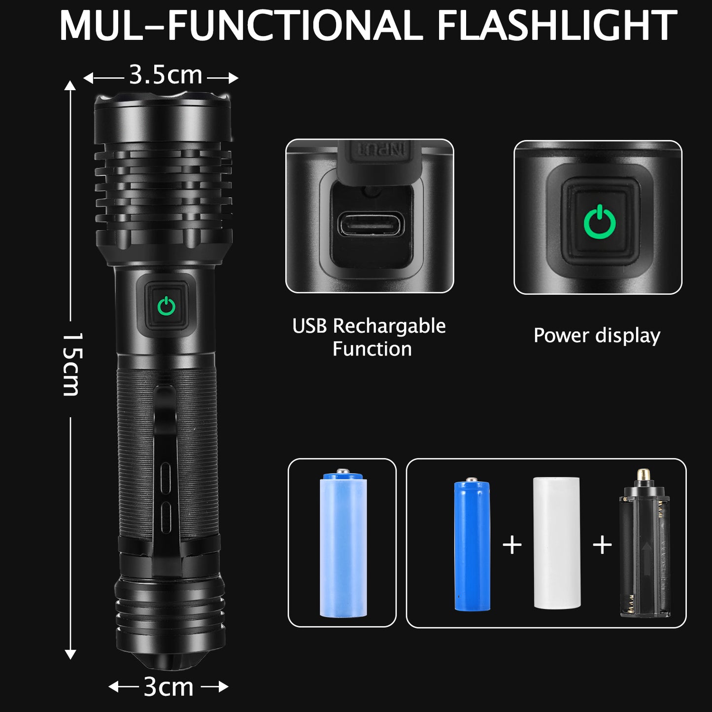 Zacro Rechargeable Flashlights 2 Pack, Mini Super Bright LED Flashlights with Clip, 5 Lighting Modes Zoomable Compact Flashlight for Emergencies,Camping
