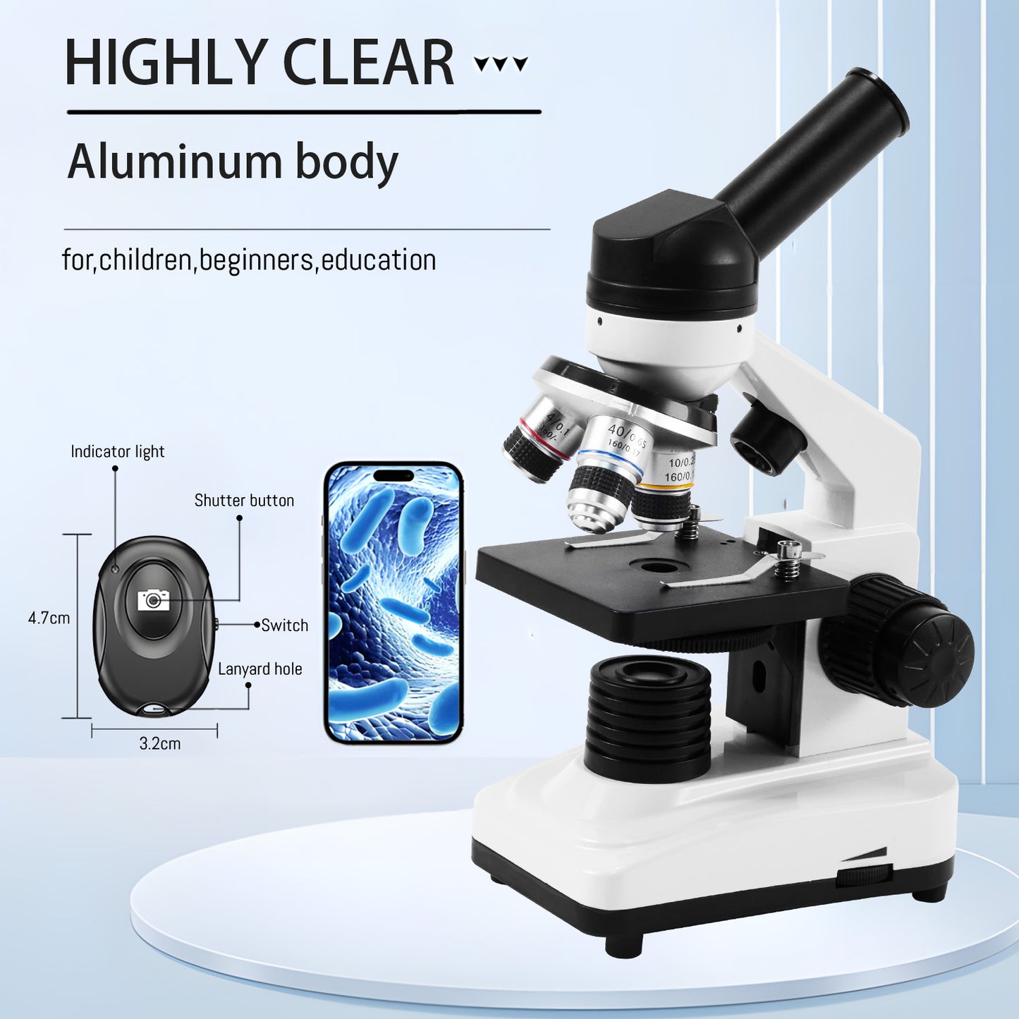40X-2000X Microscopes for Kids Adult Students, Lictin Professional Biological Microscope with Slides Set & Phone Adapter, for School Home Education
