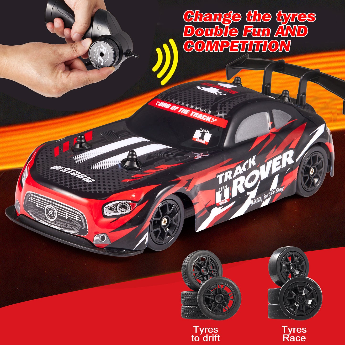 Lictin 1:24 Scale RC Drift Car, 4WD Remote Control Car for Kids Adults, 20KM/H High Speed Racing Vehicle with 2 Batteries, Racing Sport Toy for Boys Girls, Blue