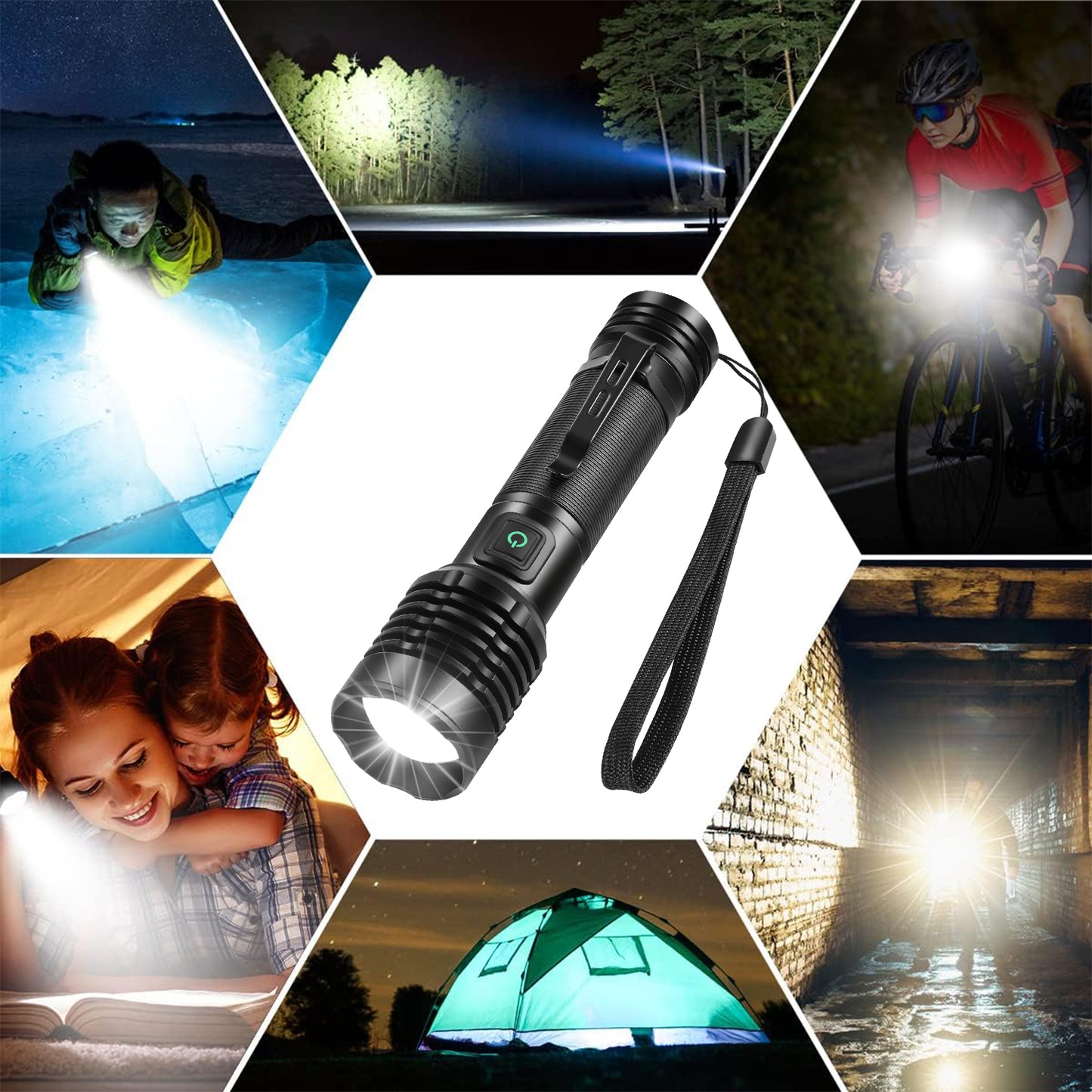 Zacro Rechargeable Flashlights 2 Pack, Mini Super Bright LED Flashlights with Clip, 5 Lighting Modes Zoomable Compact Flashlight for Emergencies,Camping