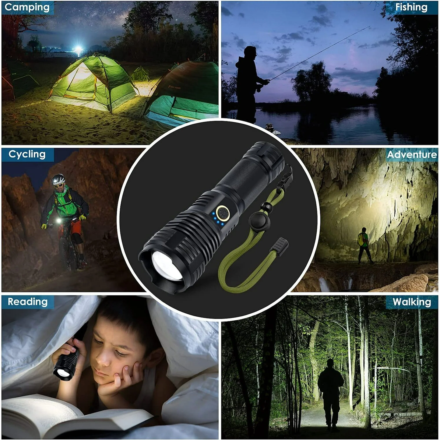 Zacro Rechargeable Flashlight, Super Bright Powerful High Lumens Flashlight with 5 Modes, Zoomable Waterproof LED Handheld Flashlight for Emergencies, Hiking, Camping, Home