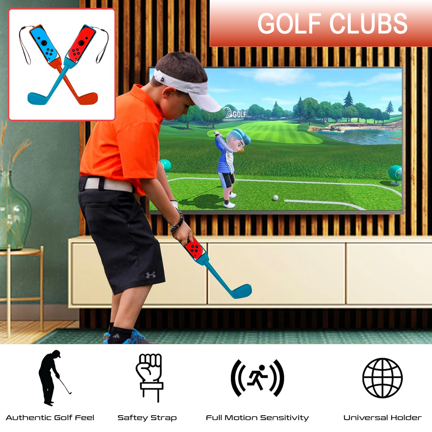 20 in 1 Switch Sports for Nintendo Accessories Bundle, Family Accessories Kit for Switch Sports Games with Tennis Rackets, Golf Clubs, Table Tennis Rackets