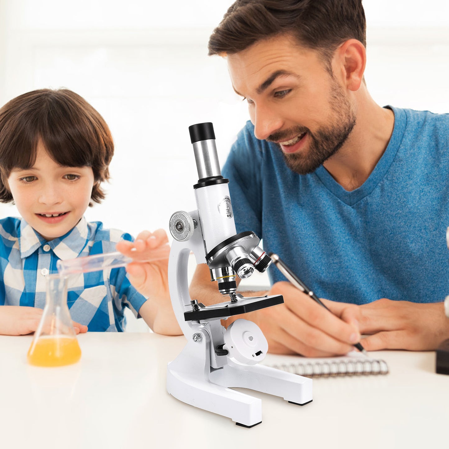 Microscope for Kids and Beginners, 400X-24000X Magnification Kids Science Microscope Kit with Microscope Slides LED Light for School Laboratory Home Education