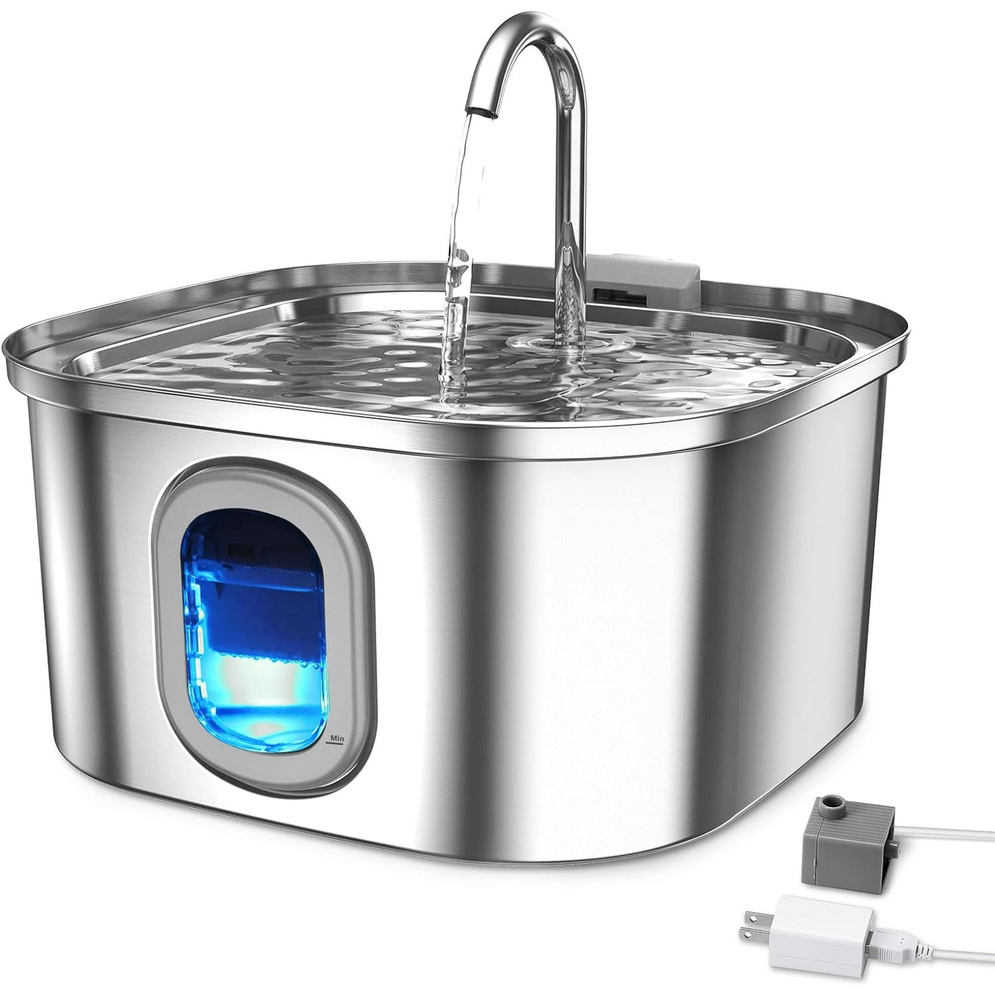 Petbank 108oz/3.2L Cat Water Fountain, Stainless Steel Pet Water Fountain Cat Dog Automatic Water Dispenser for Pets