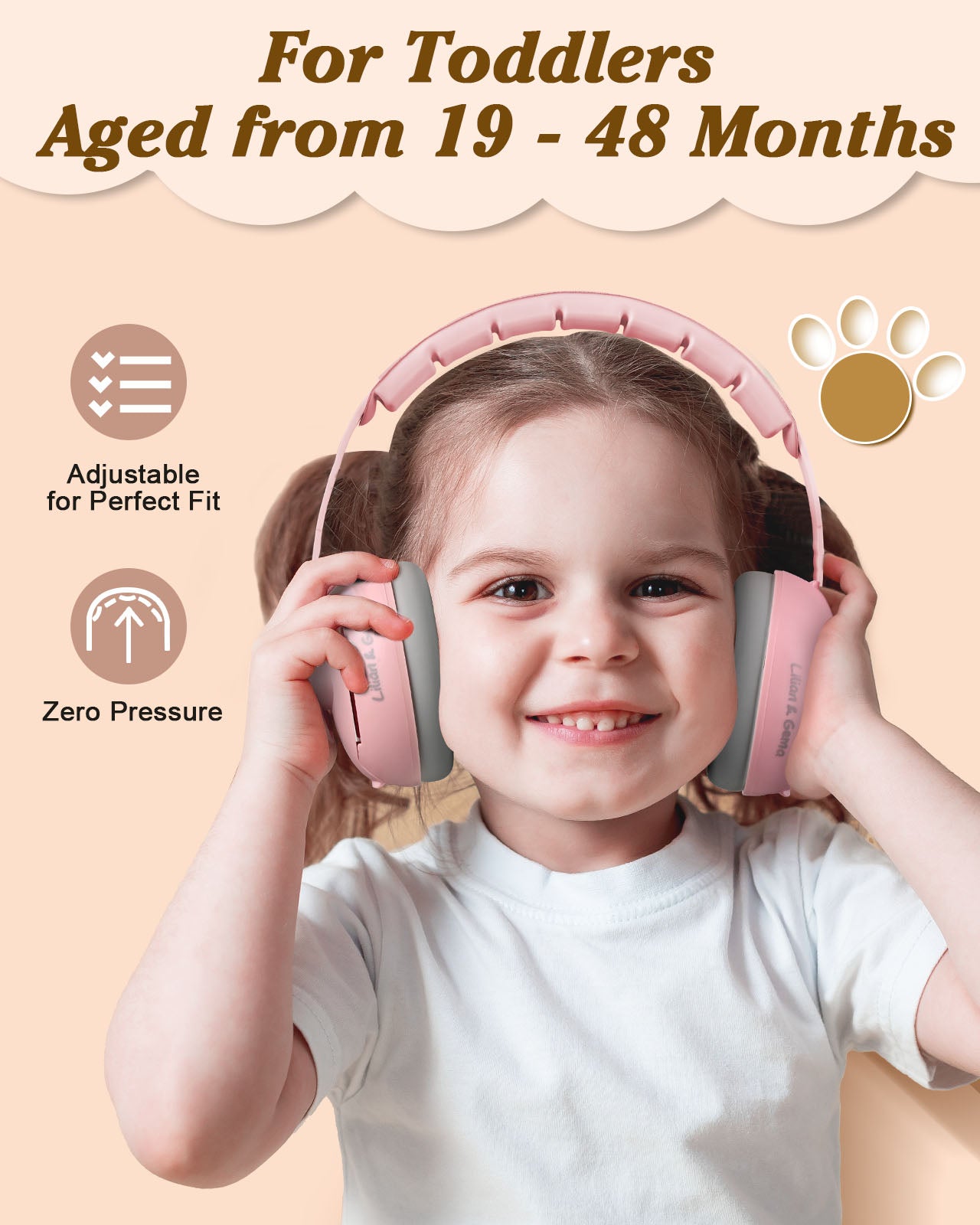 2-in-1 Baby Ear Muffs Noise Protection, Adjustable Headphones with Stretchy Band, Noise Cancelling for Toddler up to 4 Years, Airplane Essentials/Outdoor, Pink