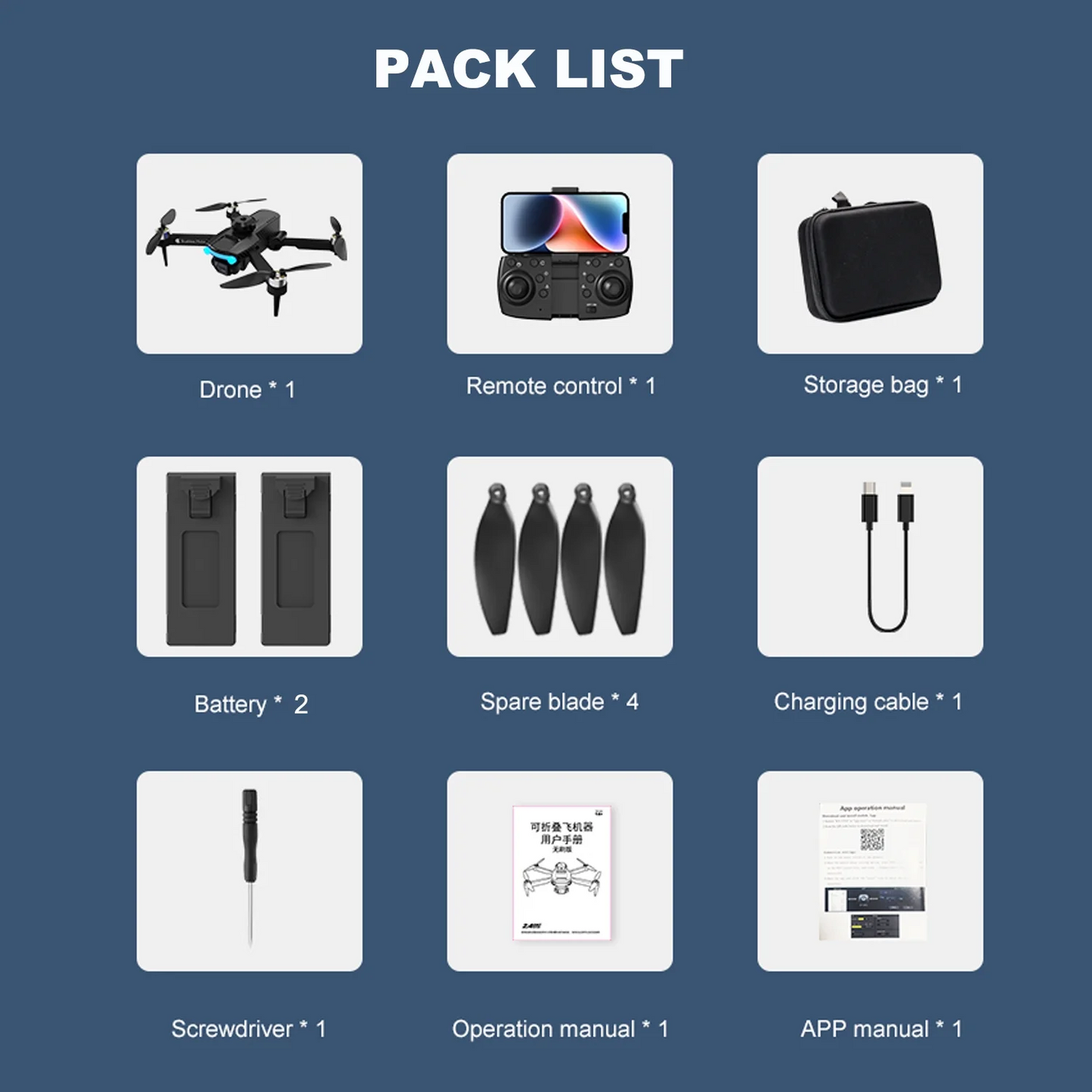Zacro Drone with 4K HD Dual Camera for Kids Adults, WiFi FPV RC Quadcopter with One Key Start, Headless Mode, Foldable Mini Drone Toys Gifts for Kids Beginners