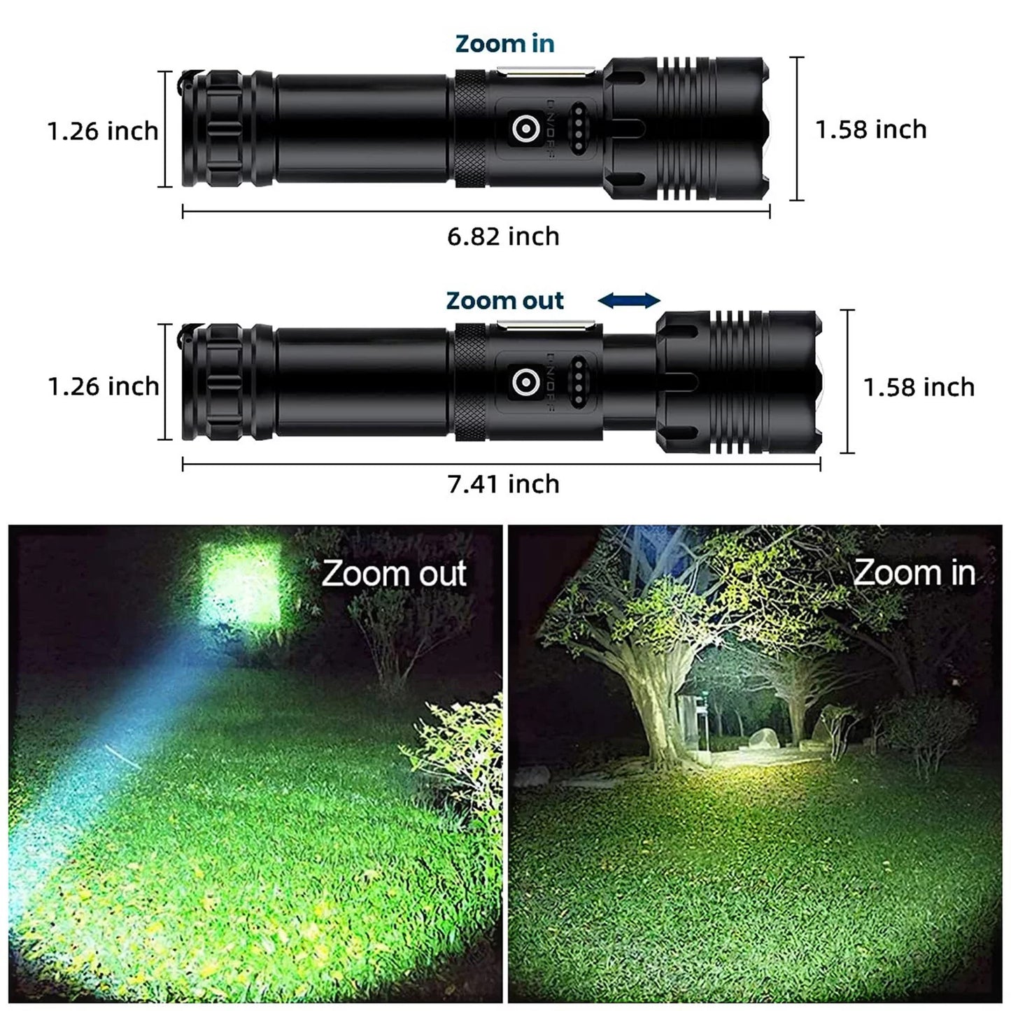 Zacro Rechargeable LED Flashlight High Lumens, Super Bright Flashlight with 7 Modes and COB Sidelight, LED Waterproof Handheld Flashlight for Emergencies, Camping, Home