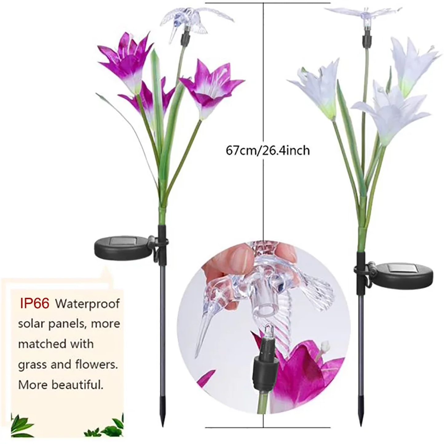 Outdoor Solar Garden Stake Lights, Zacro LED Flower Solar Powered Lights with 6 Lily Flower Butterflies Combination, Waterproof Multi-Color Changing Solar Lights