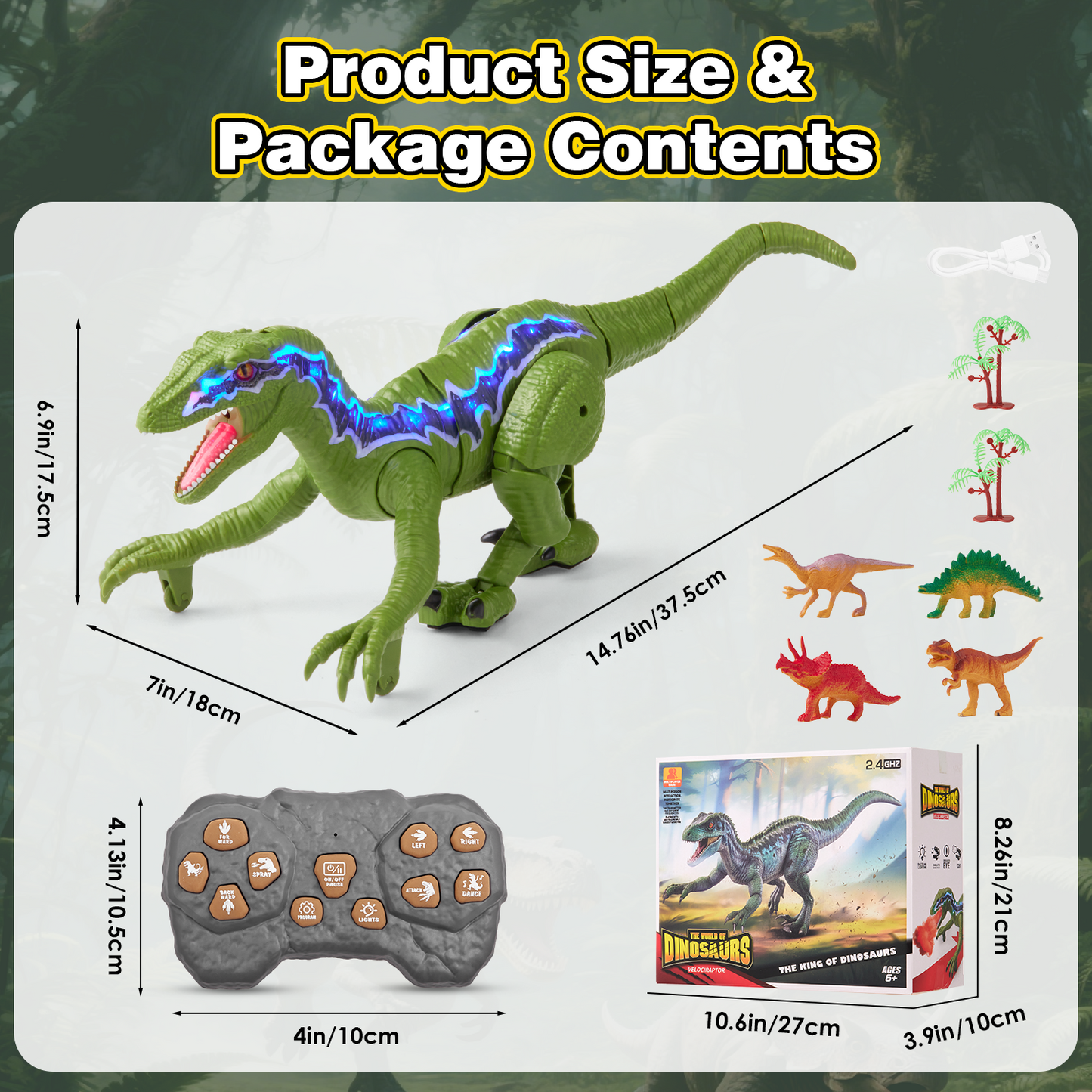 Zacro Remote Control Dinosaur Toys for Kids, Big T-Rex Dinosaur Toy with Spray, Light and Realistic Roar Sound, Walking Dinosaur Toy for Toddlers Boys Girls 3-8 Year Old