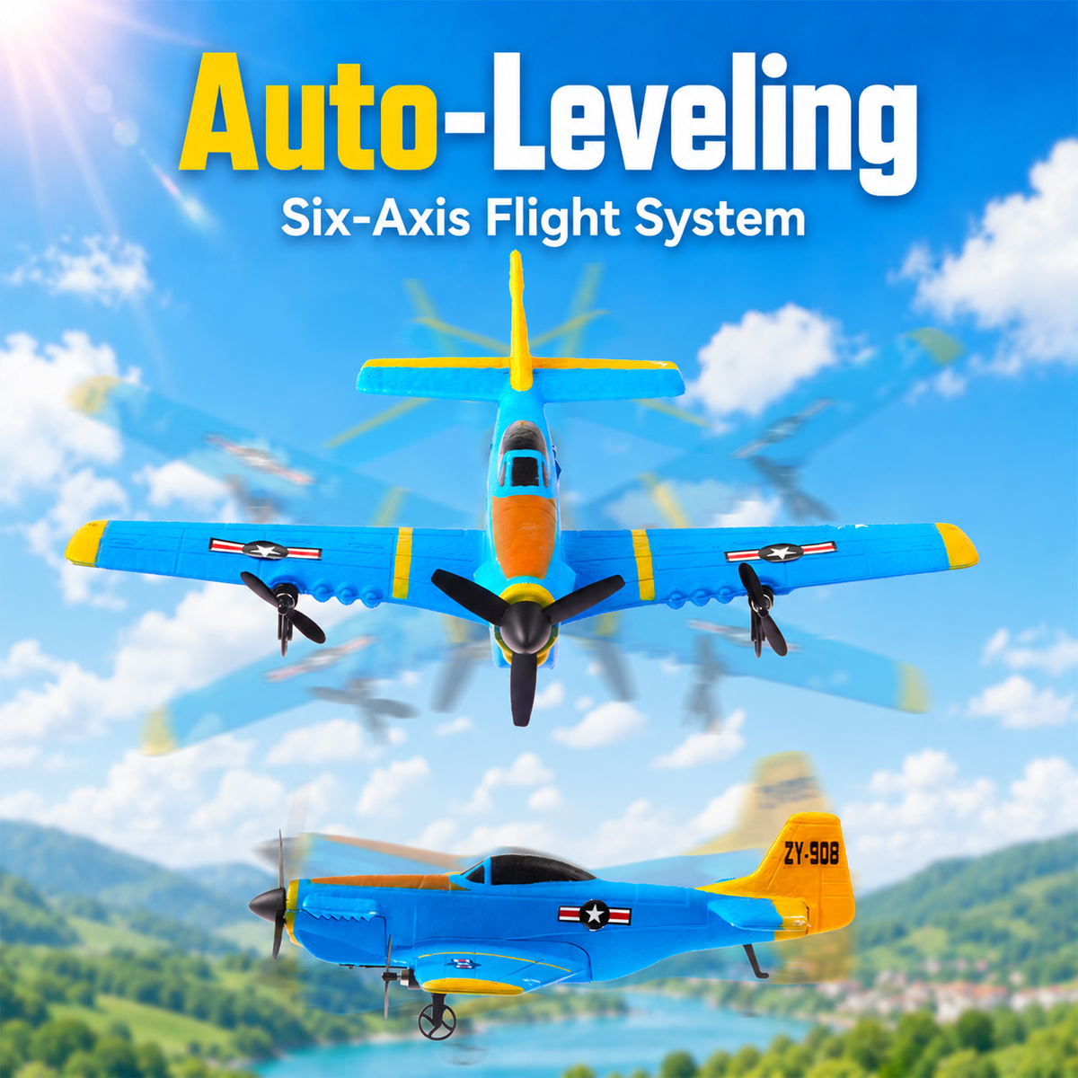 Lictin RC Plane for Kids, 2.4GHz Remote Control Airplane with Gyro Stabilizer & LED Lights, Foam RC Aircraft Glider Toy Gifts for Adults Kids Beginners Boys