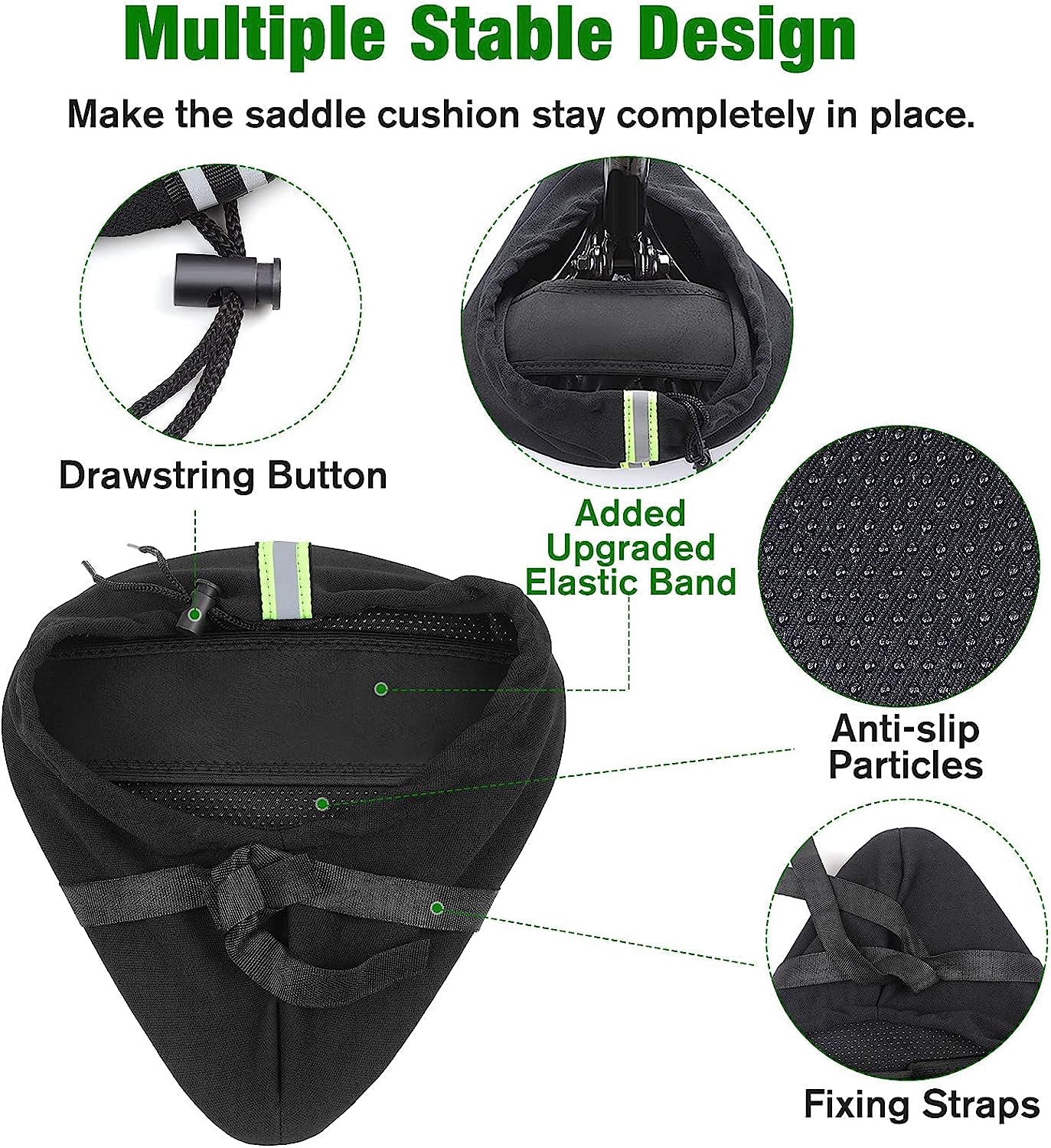 Zacro Bike Seat Cover, Comfortable Exercise Bicycle Saddle Cushion Extra Soft Wide for Indoor Outdoor, Black