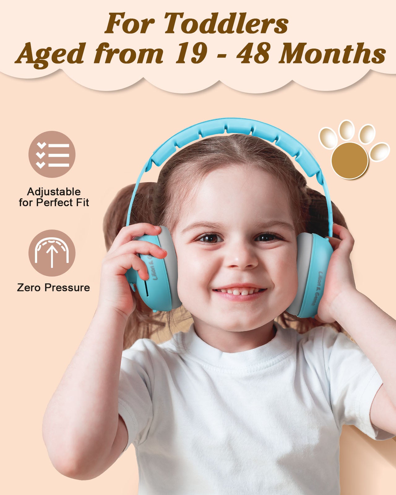 2-in-1 Baby Ear Muffs Noise Protection, Adjustable Headphones with Stretchy Band, Noise Cancelling for Toddler up to 4 Years, Airplane Essentials/Outdoor, Blue