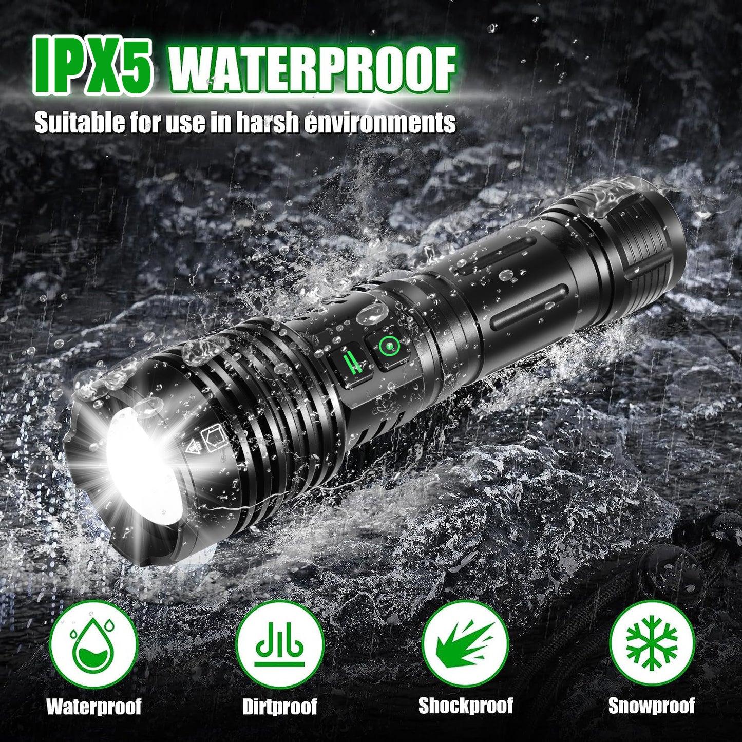 Rechargeable Flashlight High Lumens, Zacro Super Bright LED Flashlight with 6 Modes, Zoomable LED Waterproof Handheld Flashlight for Emergencies, Camping, Home