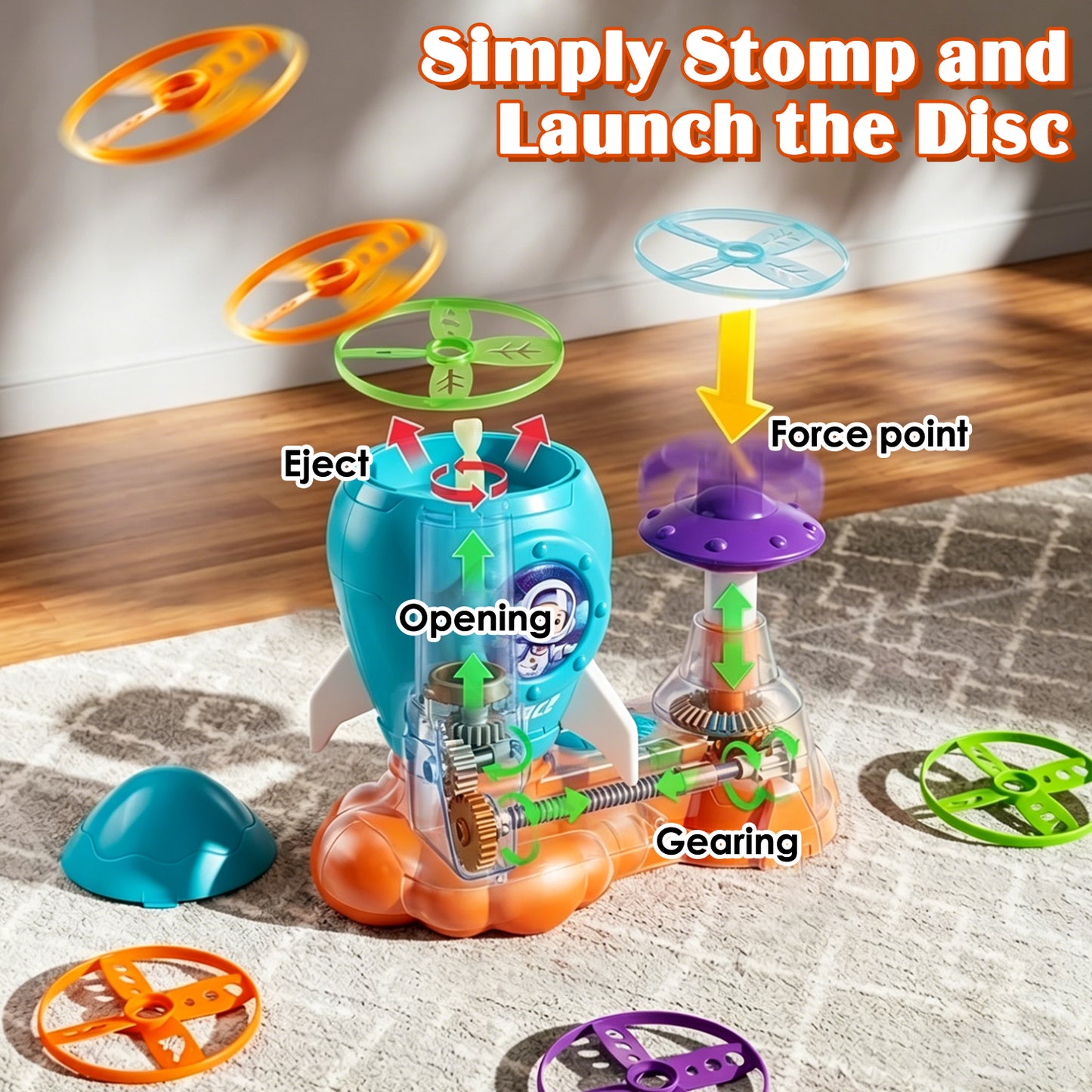 Zacro Rocket Launcher Toys for Kids, Flying Disc Launcher Outdoor Toys with 1 Rocket Launcher, 24 Flying Discs and 2 Nets, Outside Chasing Catching Game Toys Gift for Boys Girls Age 3+
