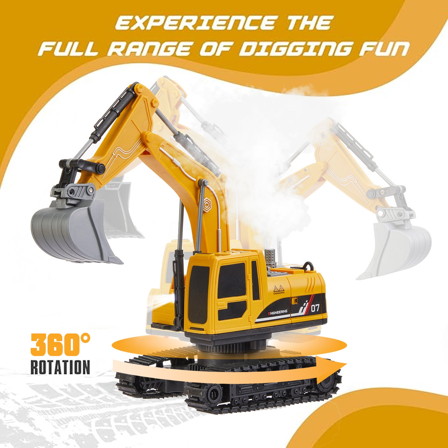 3 in 1 Remote Control Excavator for Kids, 11 Channel RC Excavator Truck Construction Vehicle Toys with Metal Shovel, Lights & Sounds, for Toddler Boys Age 3 4 5 6 7 8 Year Old