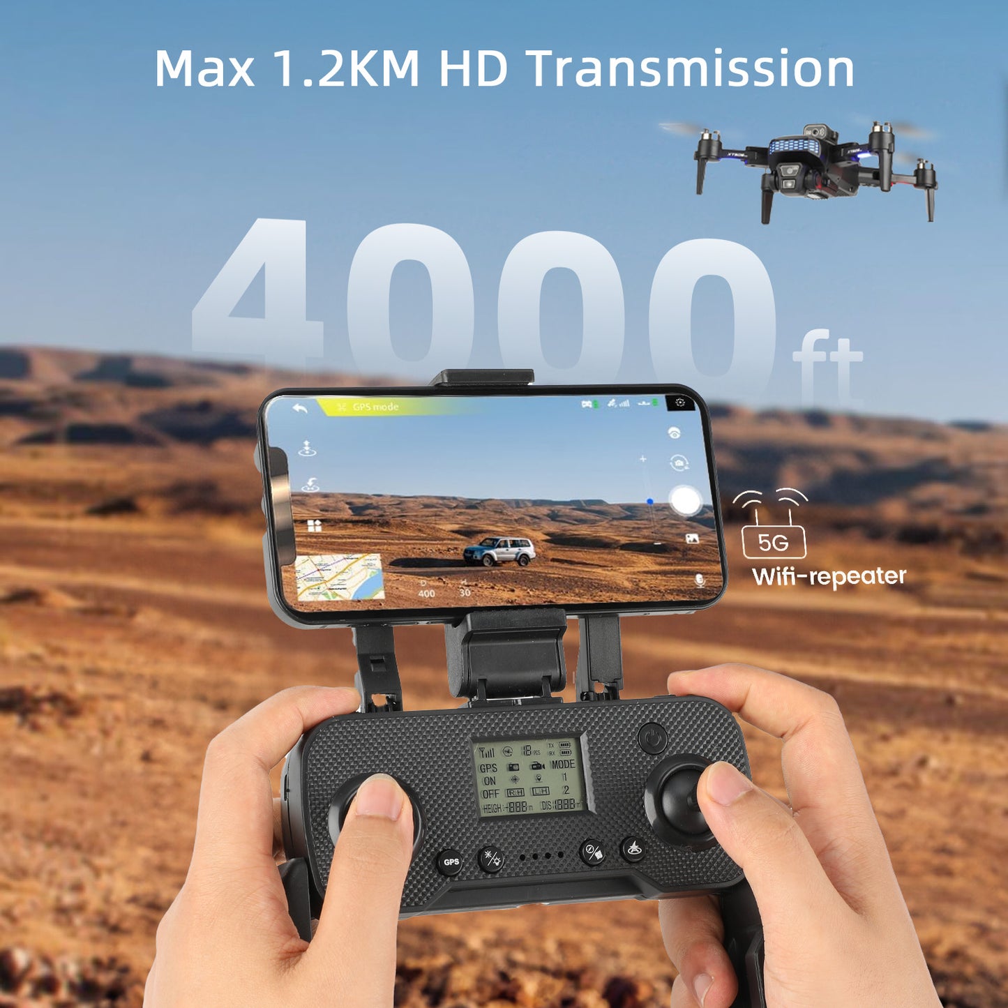 Petbank Foldable GPS Drone with 8K HD Camera for Adults Beginner, RC Quadcopter with Brushless Motor, 5G WiFi Transmission, Optical Flow, Smart Return Home, 40 Min Long Flight
