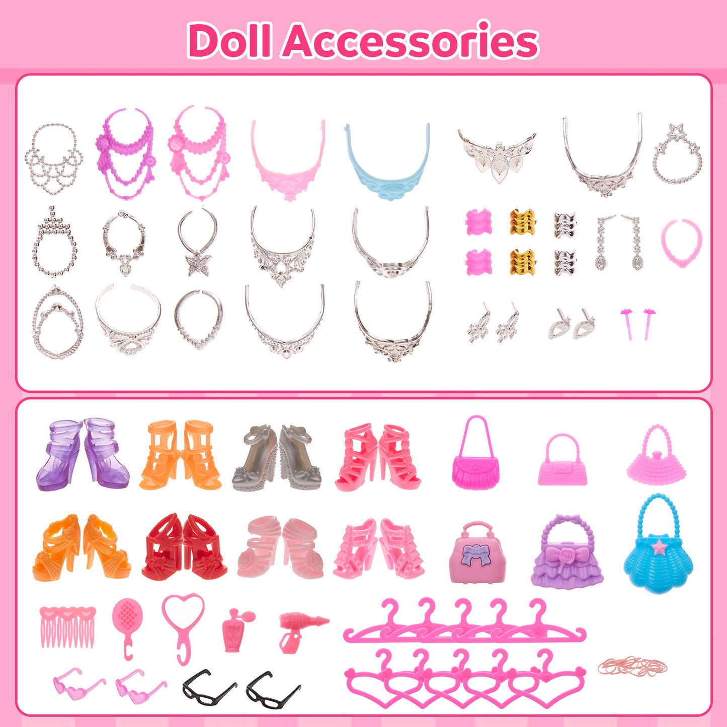Lictin 11.5 Inch Doll Clothes Set, 105 Pcs Doll Fashion Outfits Including 10 Evening Dresses, 20 Fashion Dresses & 75 Accessories, Birthday Gift for Girls Ages 3+