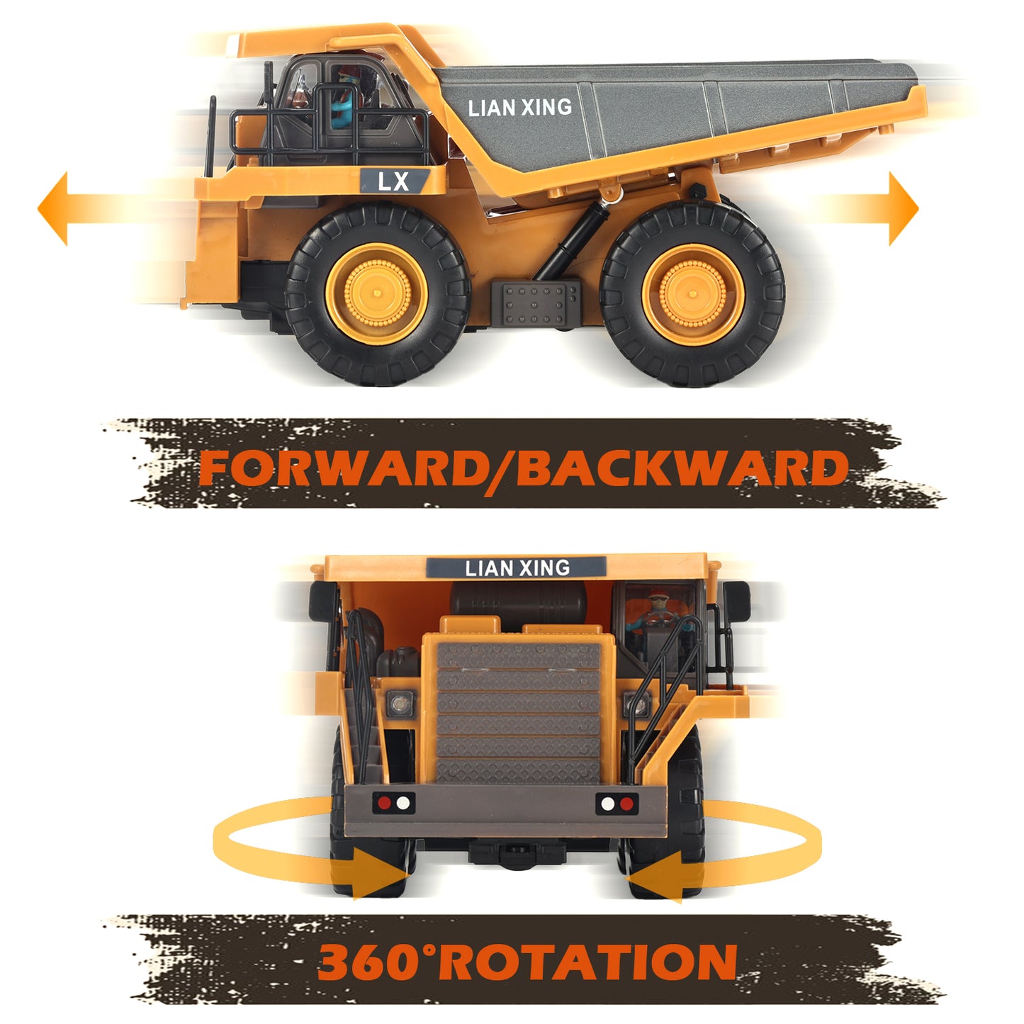 Remote Control Dump Truck, 1:20 Scale RC Construction Vehicles Toy with Metal Bed and Light/Music, 9 Channels Electric Truck Toy Gift for Boys Kids