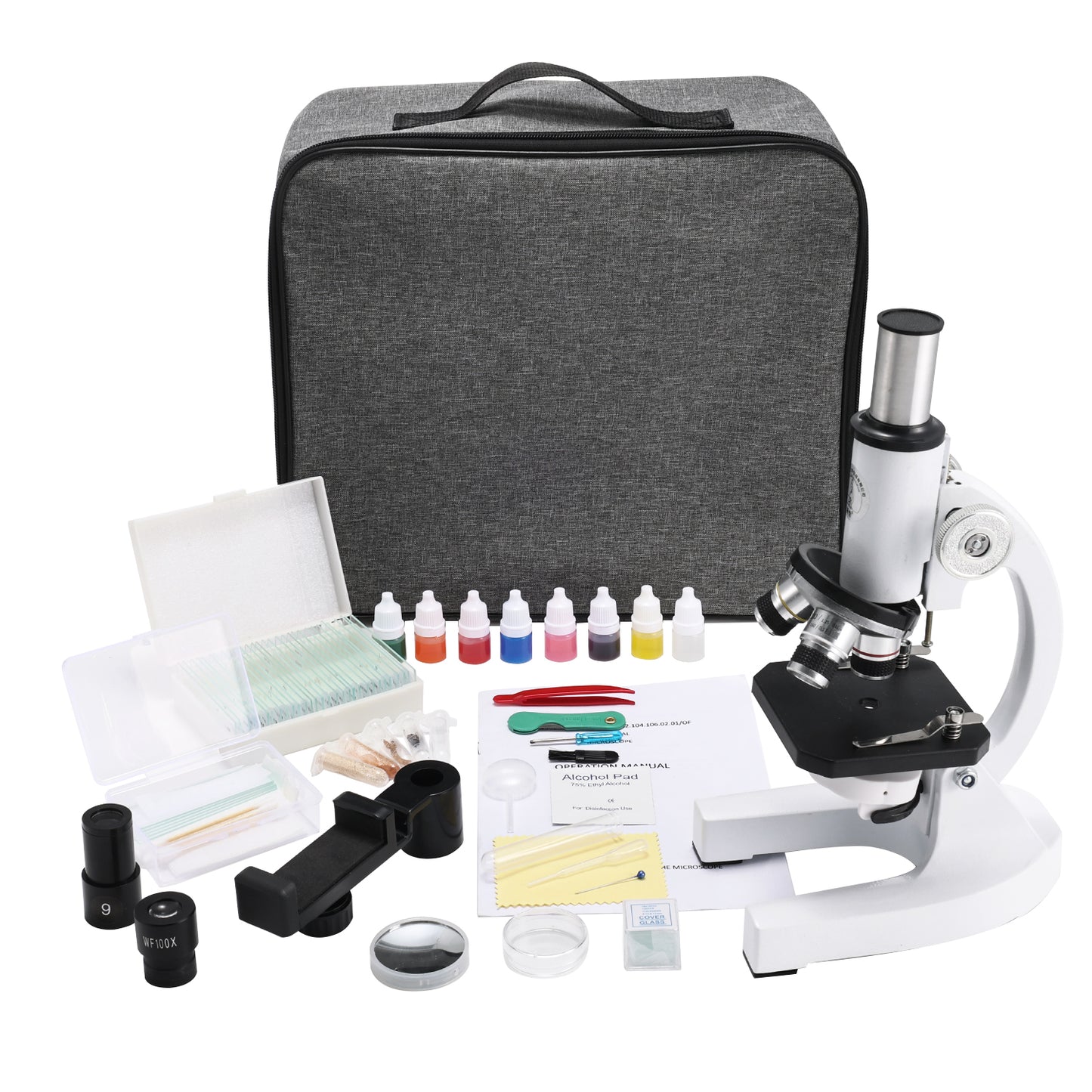 Microscope for Kids and Beginners, 400X-24000X Magnification Kids Science Microscope Kit with Microscope Slides LED Light for School Laboratory Home Education
