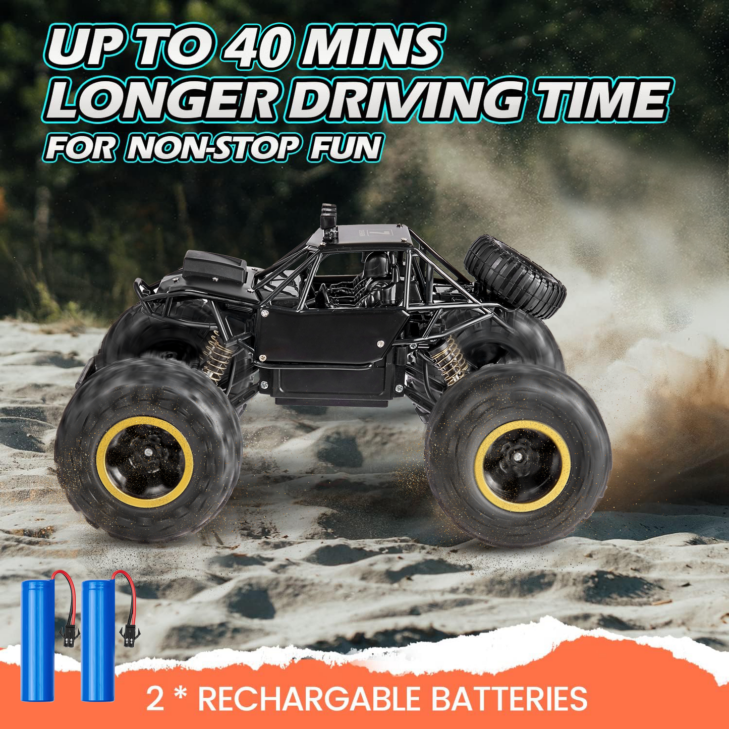 1:16 Scale Remote Control Car with 1080P FPV Camera for Kids, Anpro 2.4GHz Off-Road High Speed Remote Control Monster Truck for Kids Adults, 2 Batteries, Black