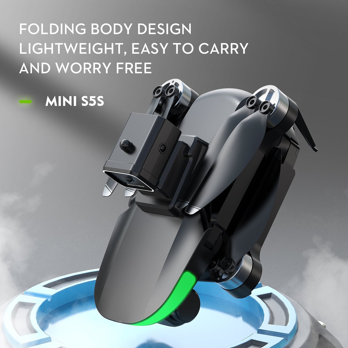 Anpro Mini S5S Drone with Camera for Adults, 4K HD Dual Camera WIFI Live Video Foldable RC Quadcopter with Brushless Motor, 3 Batteries, Black