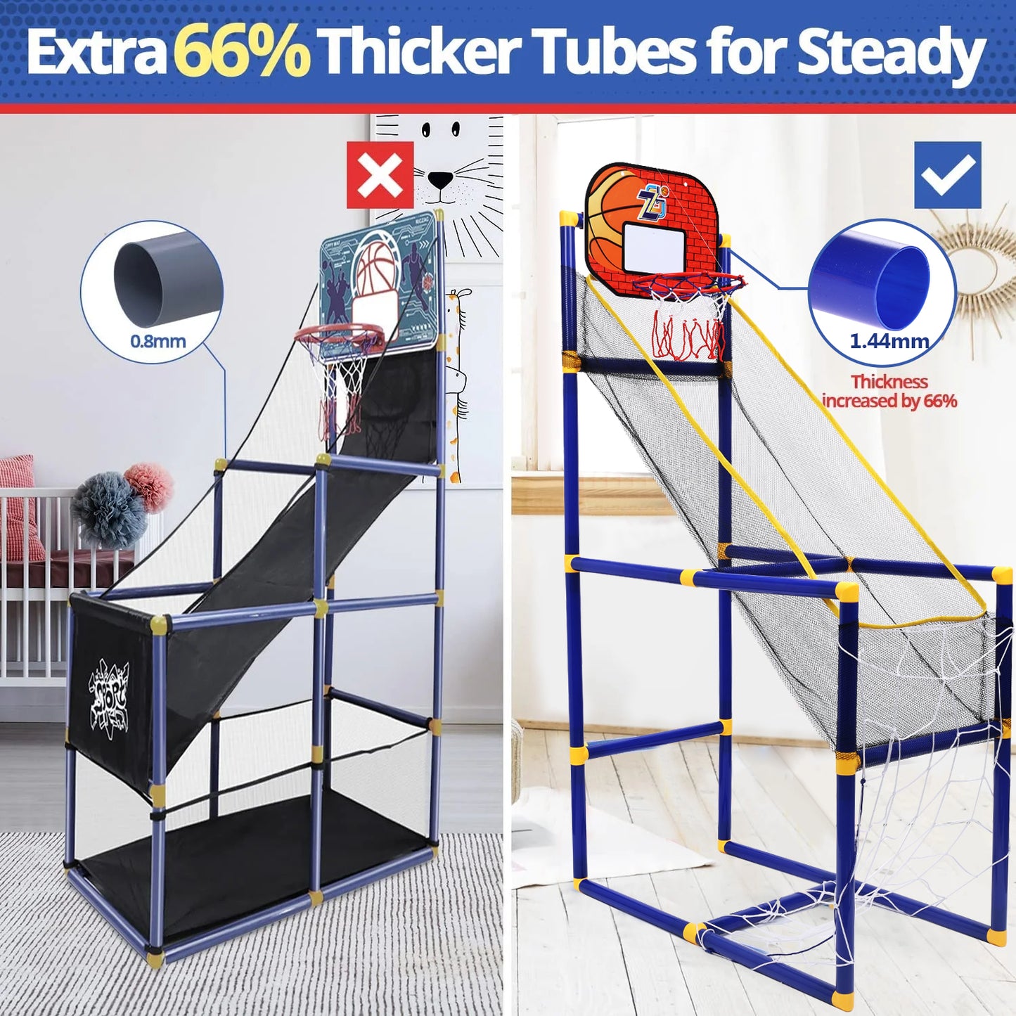 Gleamkid Basketball Hoop Arcade Game Toy for Kids, 2 in 1 Basketball Hoop Soccer Game Toys, Basketball Hoop Indoor Outdoor with 4 Balls for Age 3+ Years Boys Girls