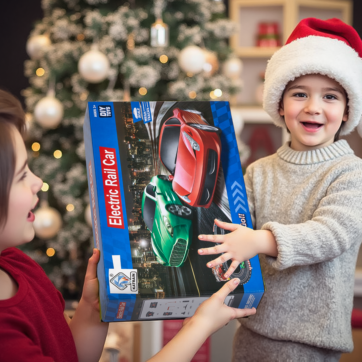 Anpro Slot Car Race Track Sets, 20ft Dual Race Car Track with 2 High-Speed Cars, 2 Electric Controller, Electric Slot Car Track Toy for Girls Boys Age 4-12