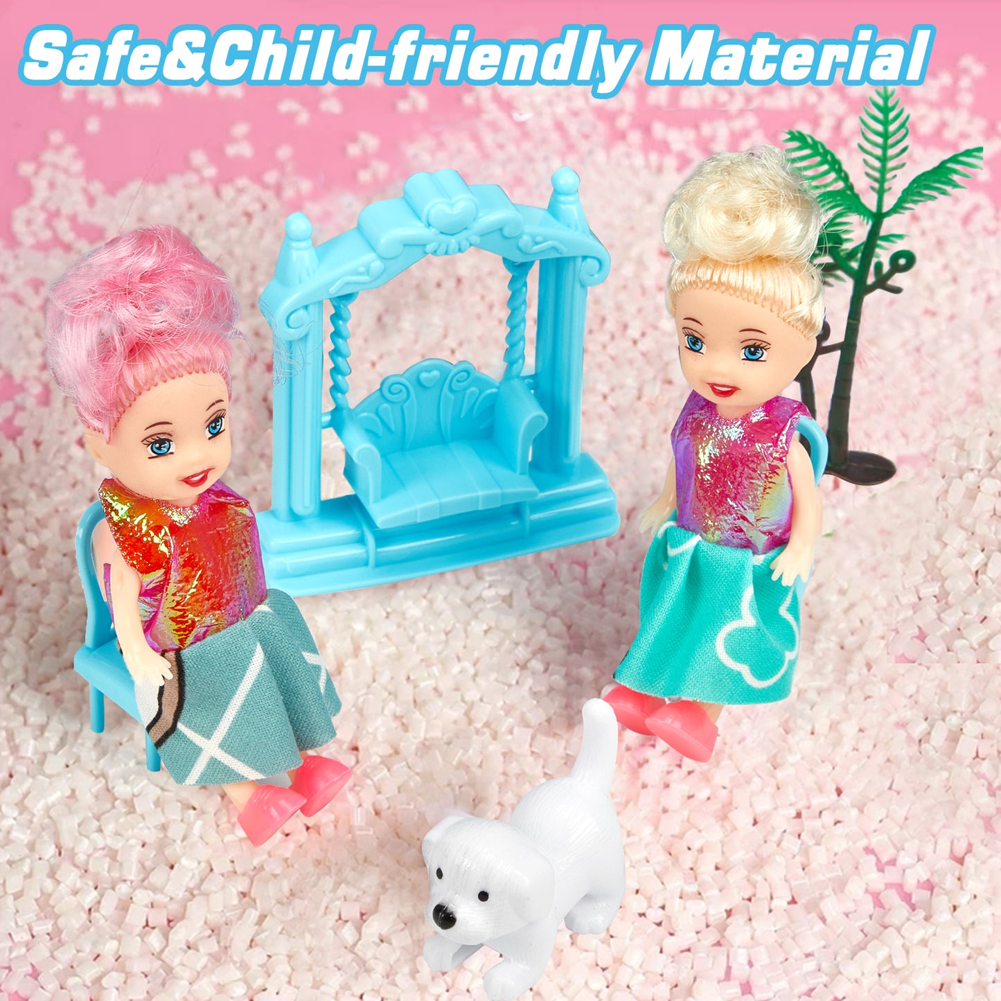 Dollhouse for Girls, 14 Rooms Pretend Play Toddler Dollhouse Playset with Colorful Light, Furniture & Accessories, Gifts for Girls Aged 3 4 5 6 7 8 Years Old