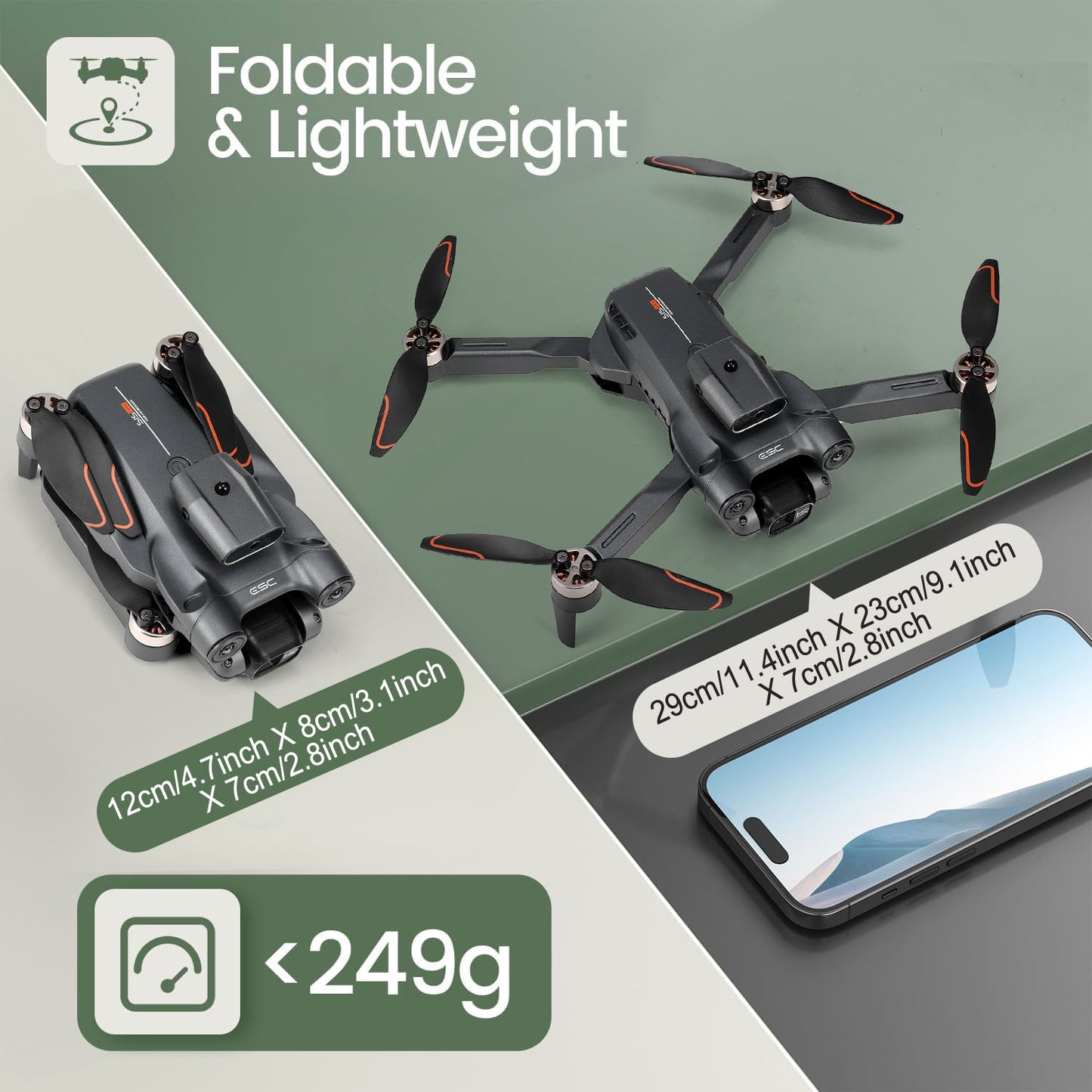 S1S RC Drone with 4K HD Camera for Adult, Lictin RC Quadcopter with High Speed Brushless Motor, Hand gesture photography, Waypoint Fly, Optical Flow Position, 2 Batteries