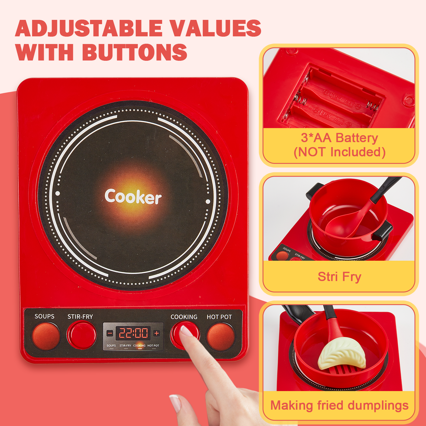 Zacro 61PCS Play Kitchen Accessories, Pretend Play Cooking Toy Set for Kids, Cutting Toy Food with Pans, Pot and Utensils, Preschool Learning Education Toys Gifts for Toddlers Girls Boys