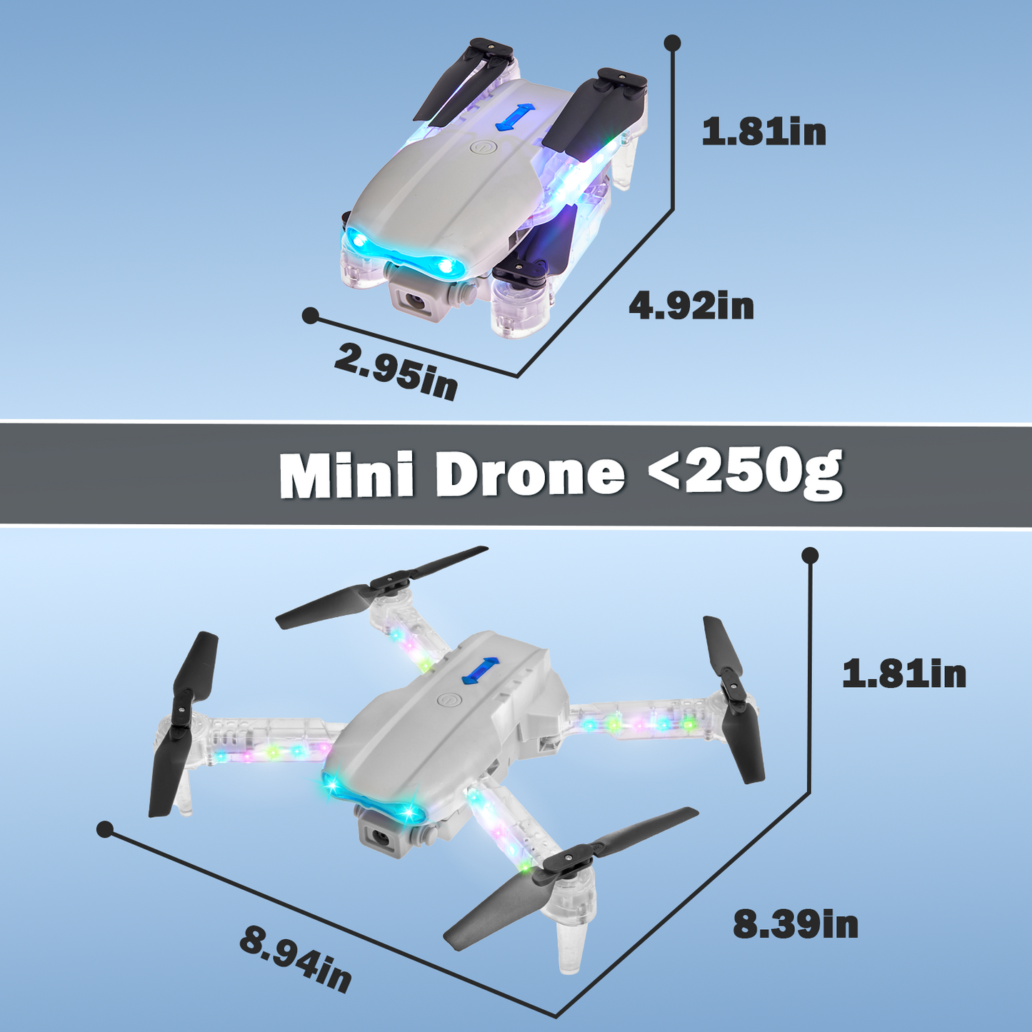 Lictin Drone with HD Camera for Adults Kids, WIFI FPV RC Quadcopter with Colorful LED Lights, Foldable RC Drone with 3 Batteries, Carrying Case