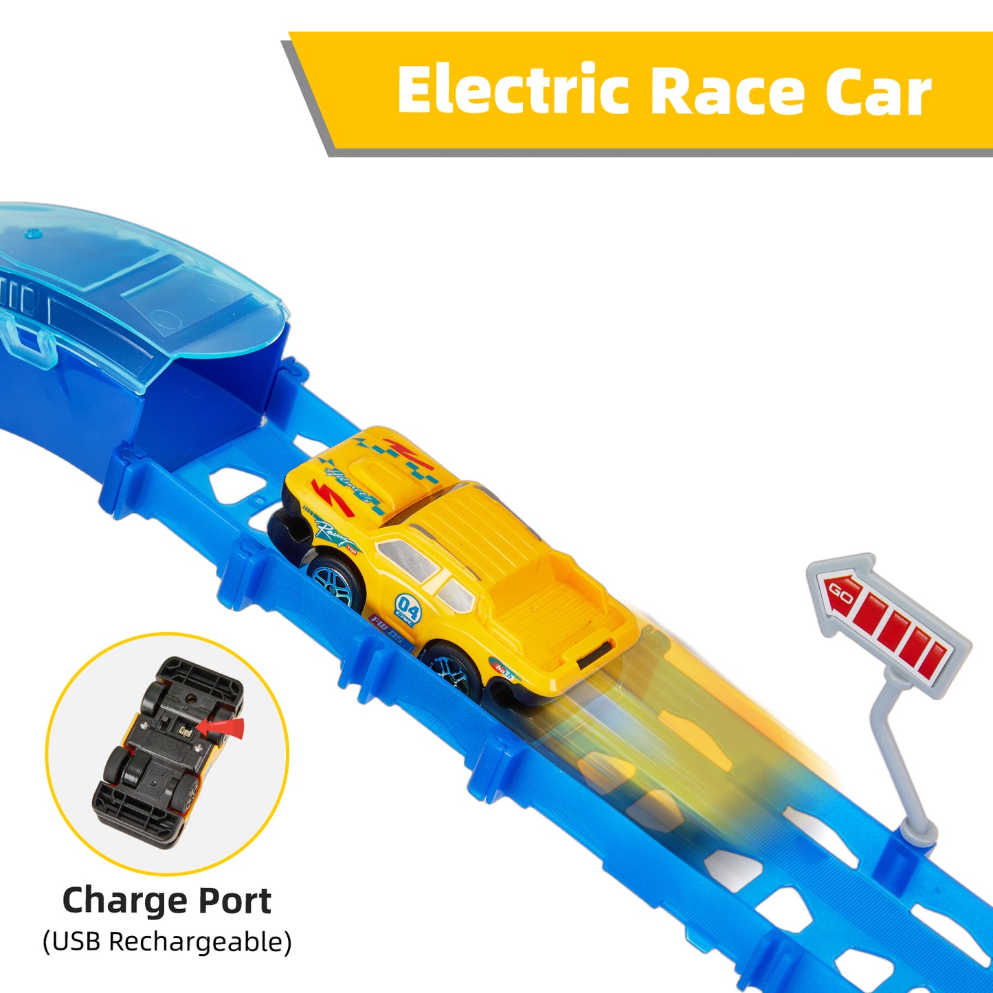 Petbank Glow Race Track, Flexible Race Car Tracks, Glow Flip Track Set with LED Car, Toy Car Track Set for Boys and Girls 3+
