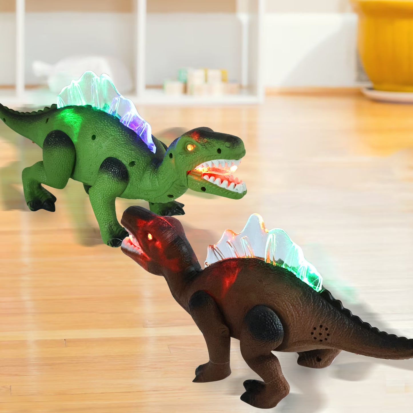 Light-up Walking Dinosaur Toy for Kids, 12 inches Electronic Dinosaur with Roaring Sound Robot Dinosaur Gift for Boys & Girls 3 4 5 6 7 Years - Brwon