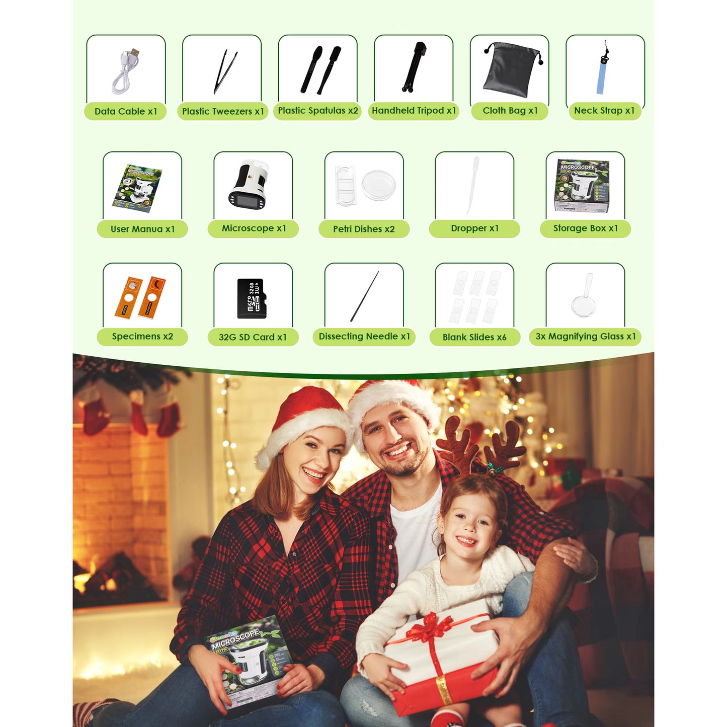 Anpro Handheld Microscope for Kids, 200X - 1000X Portable Pocket Microscope with 2” LCD Screen & Adjustable LED for Kids 8-12, White