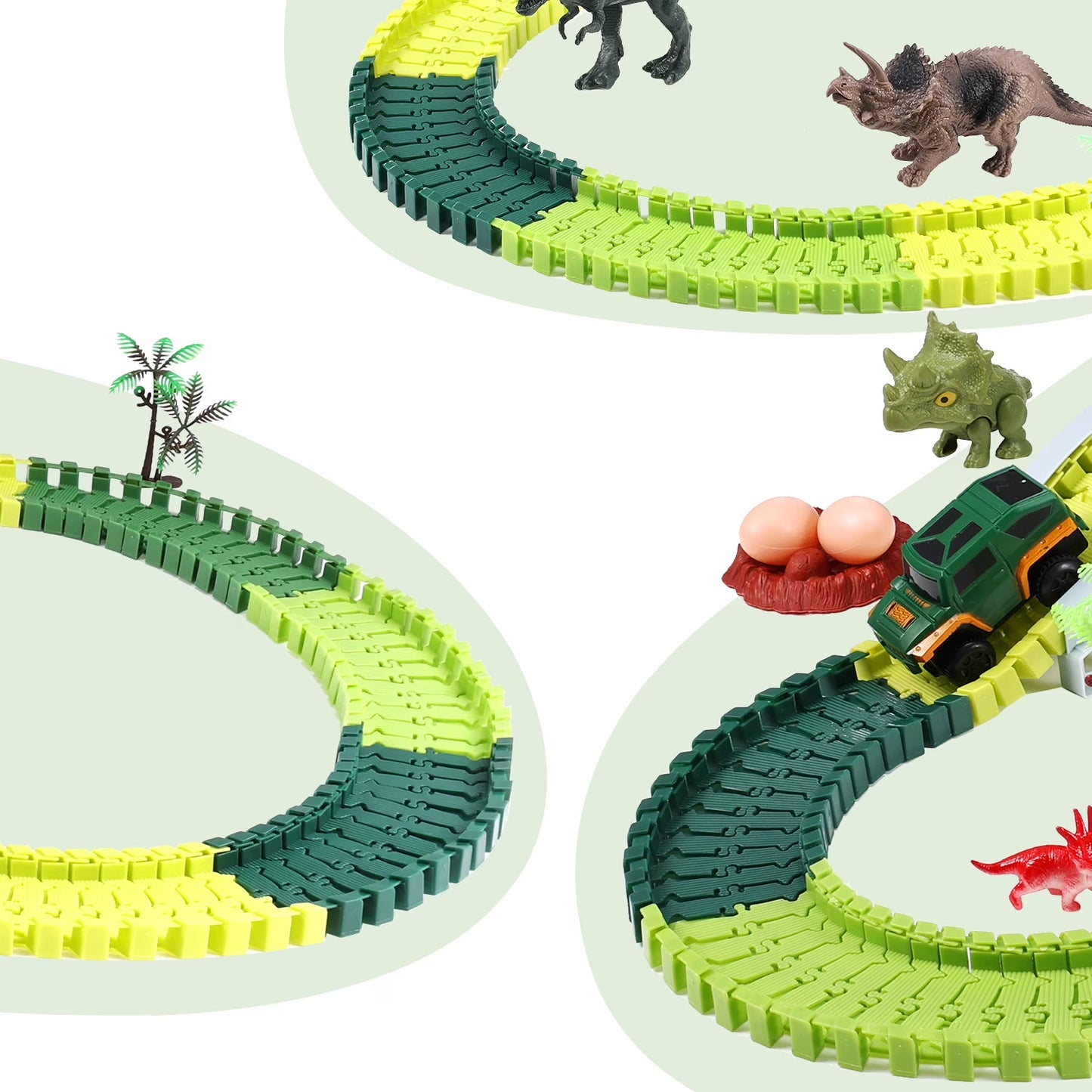 Zacro Dinosaur Toys Race Car Track Set, 240pcs Flexible Track Playset with Play Mat for Kids Toddler Boys Girls Gift Ages 3 4 5 6 7 8 Year Olds