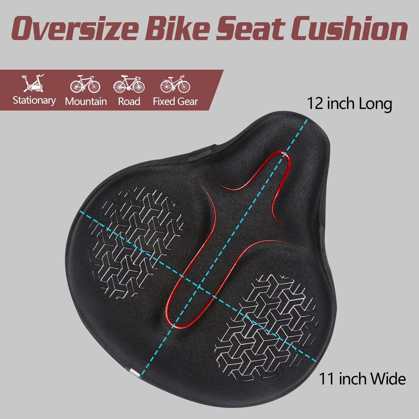 Zacro Large Bike Seat Cover, Comfortable Exercise Bicycle Saddle Cushion Extra Soft Wide Bicycle Saddle Pad for Indoor Outdoor
