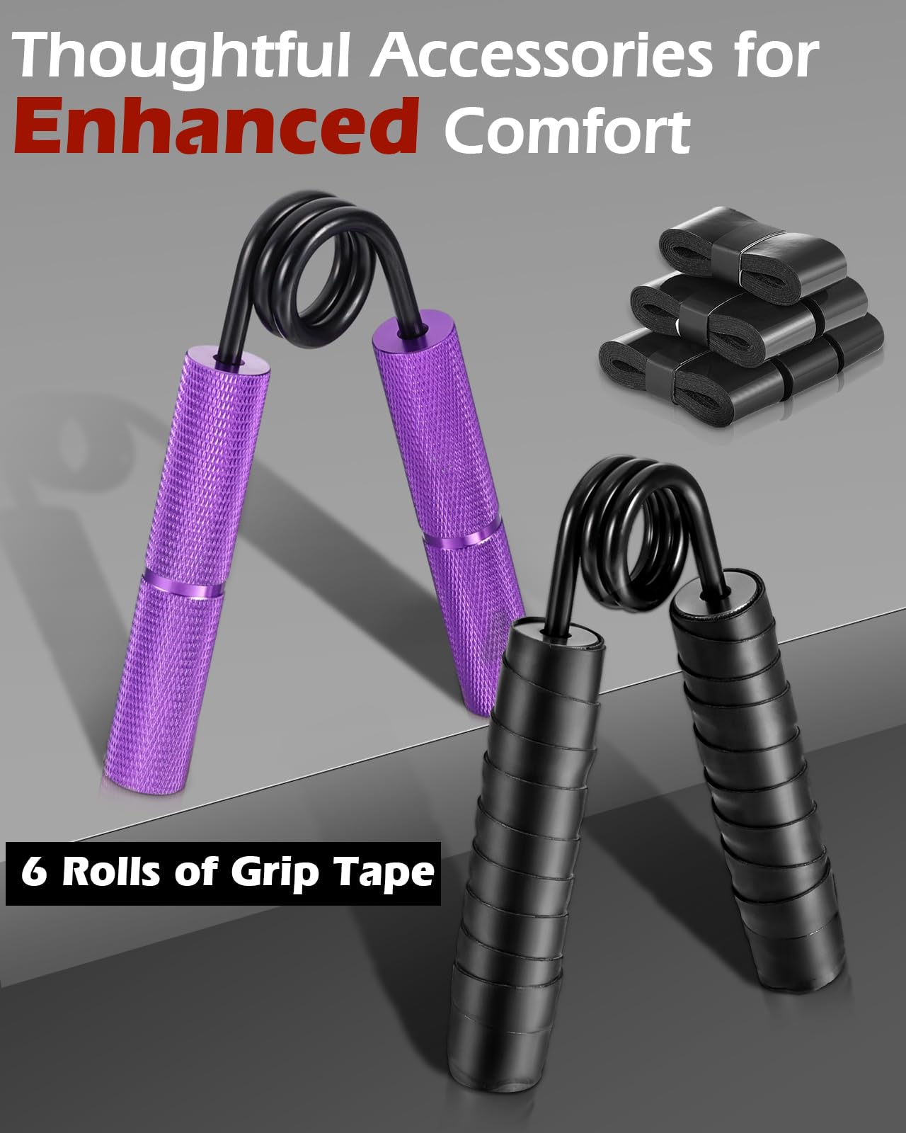 Hozzen Hand Grip Strengthener, Adjustable Resistance Hand Grip Strength Trainer, Non-Slip Gripper for Wrist and Forearm Strength - 6 Pack
