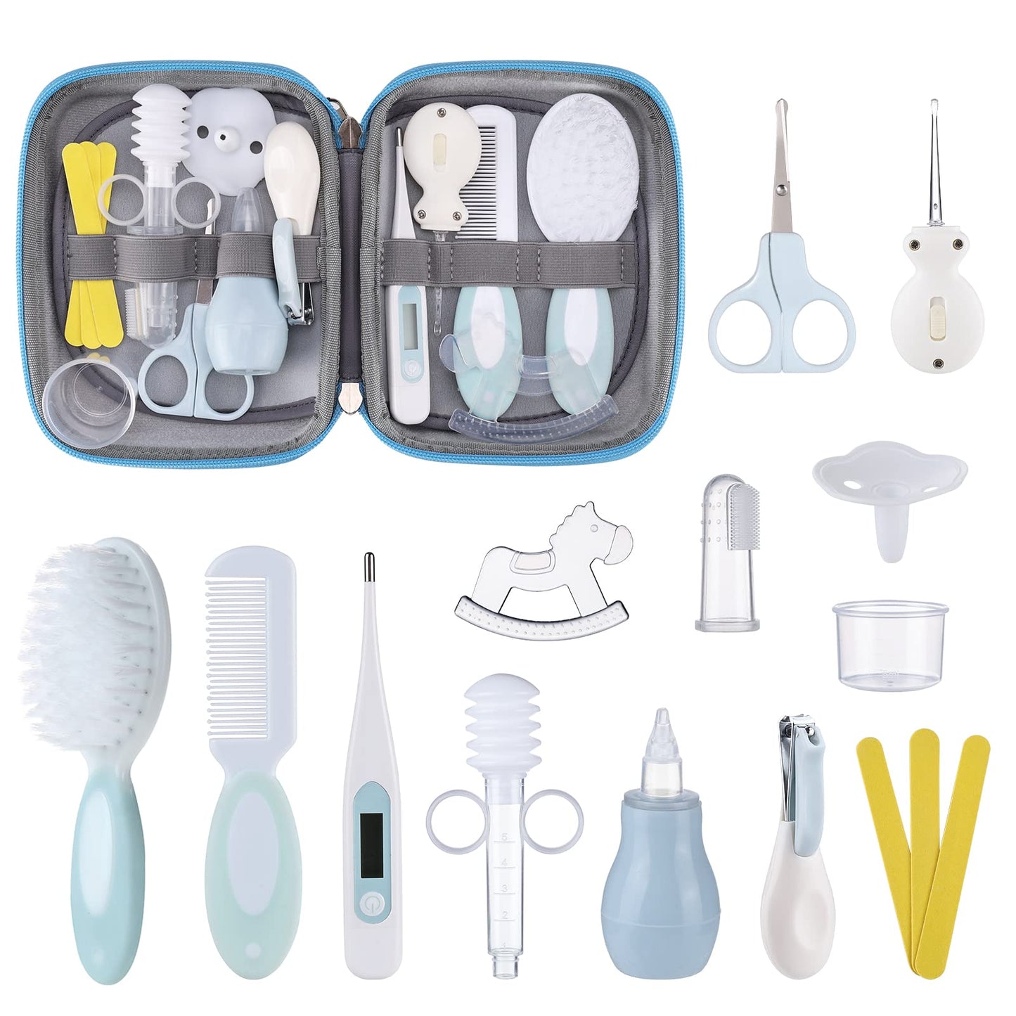 Lictin Baby Grooming and Healthcare Kit, 15PCS Newborn Nursery Safety Set with Thermometer Nail Clipper Brush Comb, Baby Care Kit for Infant Toddlers Baby Boys Girls