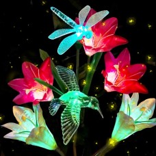 Outdoor Solar Garden Stake Lights, Anpro LED Flower Solar Powered Lights with 6 Lily Flower Butterflies Combination, Waterproof Multi-Color Changing Solar Lights(2)