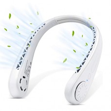 Portable Neck Fan, Personal Neck Fan Wearable Bladeless Cooling Hanging Fan, Rechargeable, 3 Speeds, White