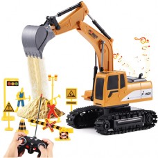 Remote Control Excavator Toys for Boys, 2.4Ghz RC Excavator Toy Construction Vehicle with Metal Shovel Lights Sounds for Age 3 4 5 6 7 8 Year Old Kid