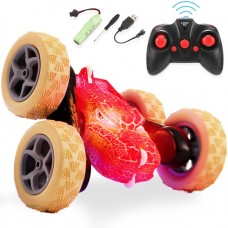 Remote Control Car for Kids, 2.4GHz Double Sided 360° Flip Rotating Stunt RC Cars, 4WD High Speed Off Road Drift RC Race Car Toy for Boys Girls 6-12 Years Old (Red)